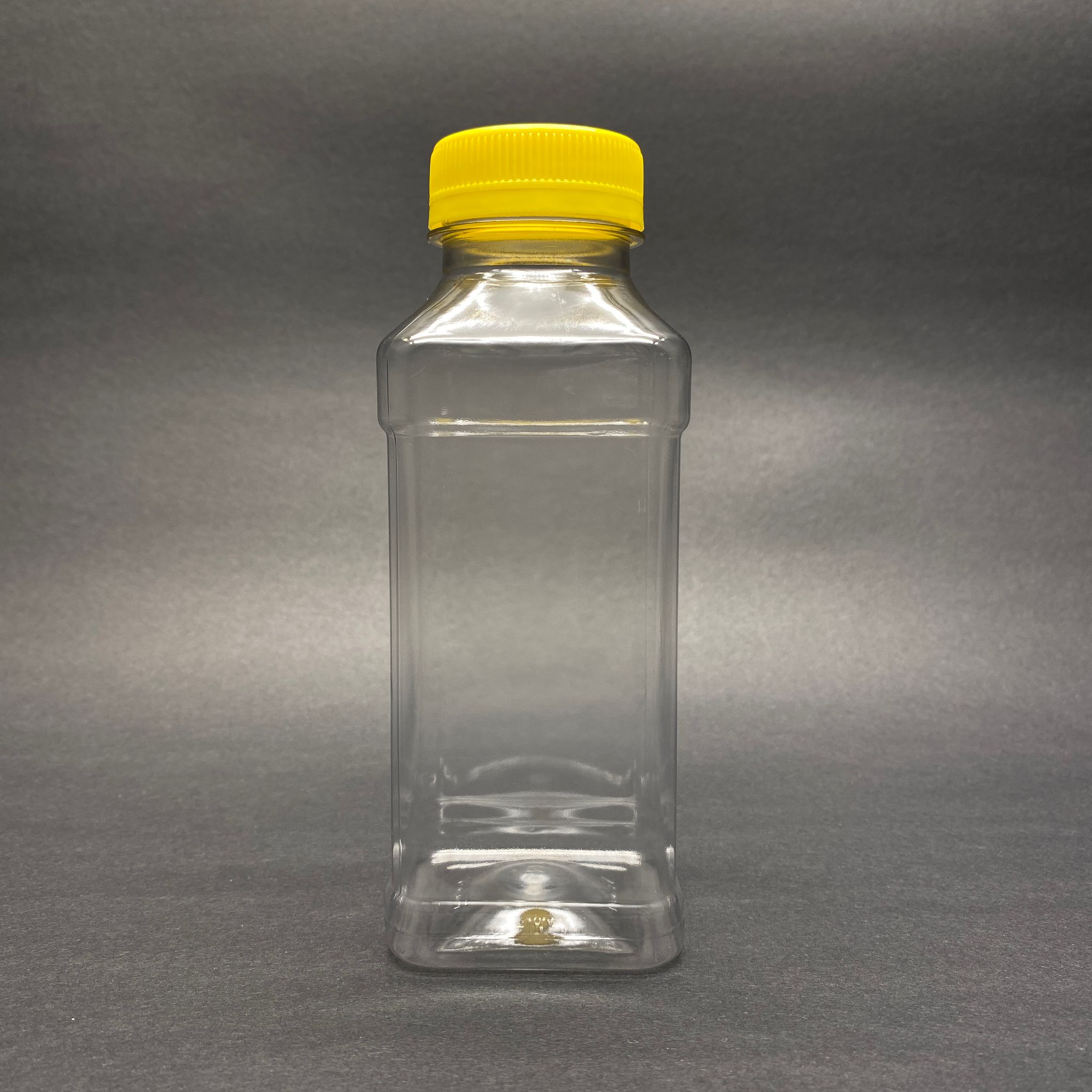 330 Cc Kare Pet Şişe (23 Gr) - Geniş Ağızlı Sarı Kilitli Kapaklı - 330 Ml Detox , Meyve Suyu Şişe , Boş Detoks Şişe