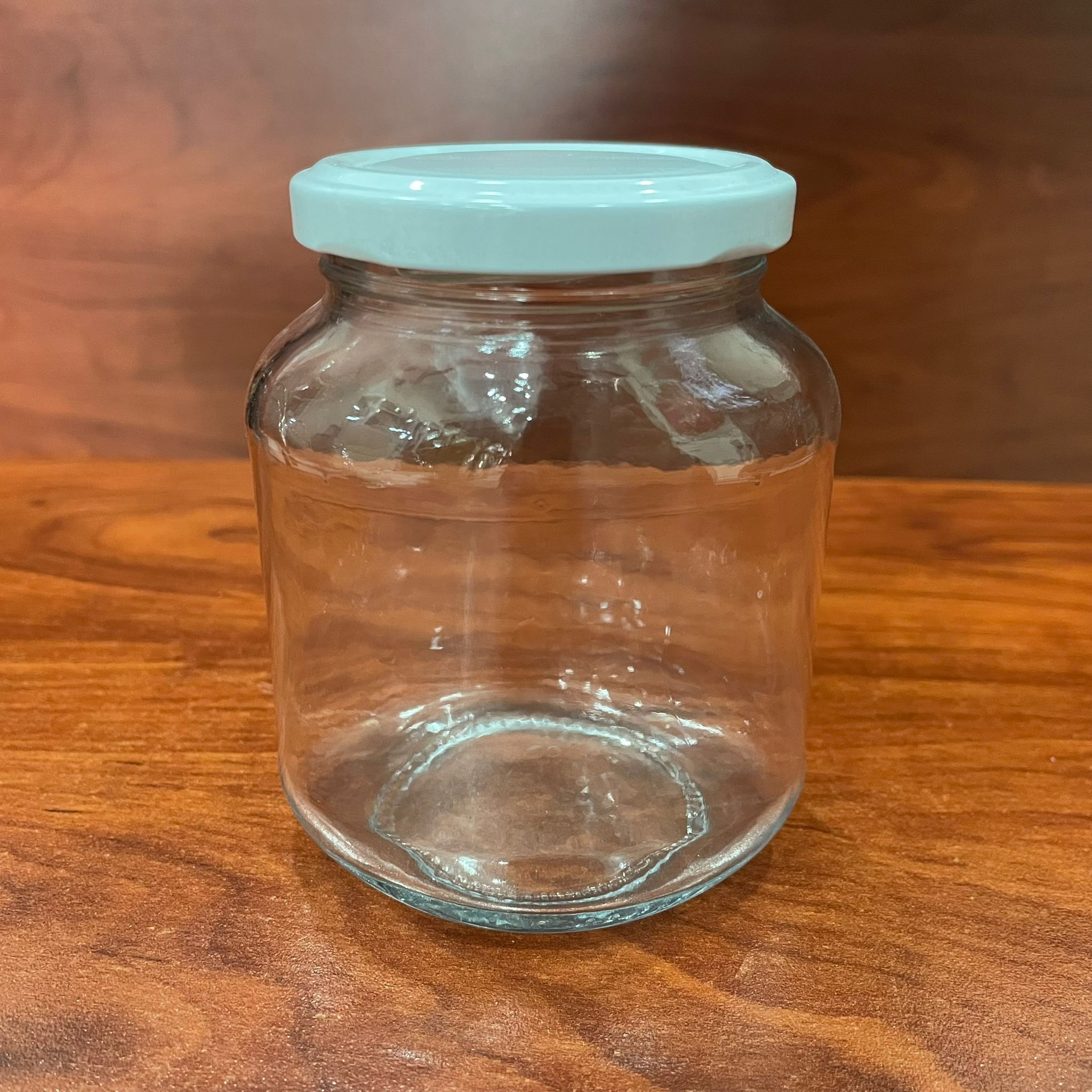 340 Cc Yassı Cam Kavanoz - Beyaz Metal Kapaklı - 340 Ml Çikolata Kavanozu - Reçel Kavanozu