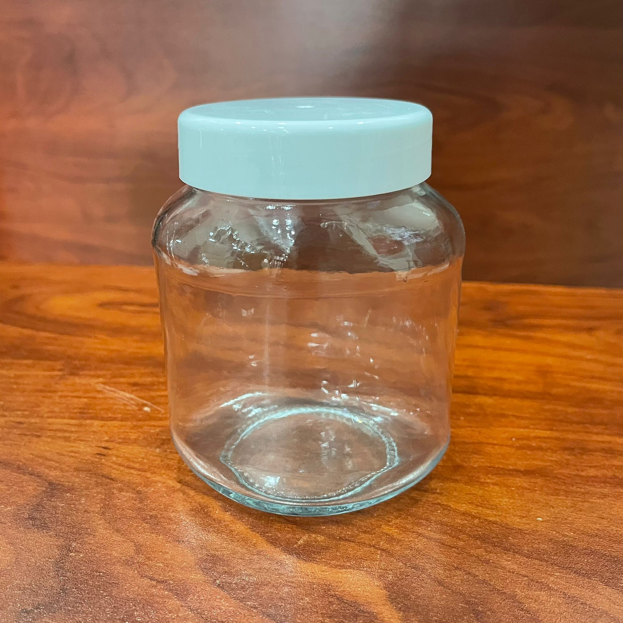 340 Cc Yassı Cam Kavanoz - Beyaz Plastik Kapaklı - 340 Ml Çikolata Kavanozu - Reçel Kavanozu