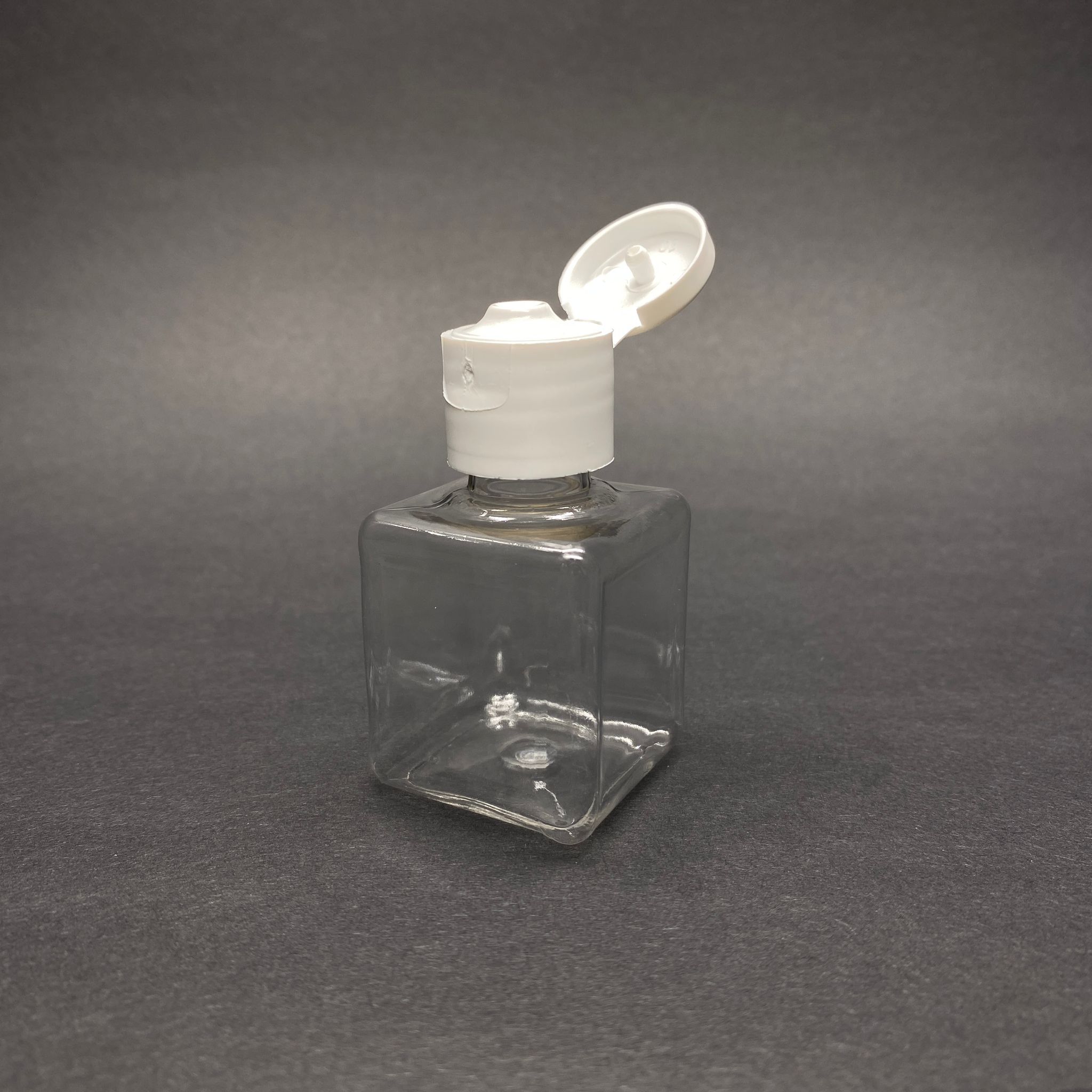 35 Cc Şeffaf Kare Pet Şişe - Beyaz Akıtıcılı Fliptop Kapaklı - 35 Ml Pet Şişe