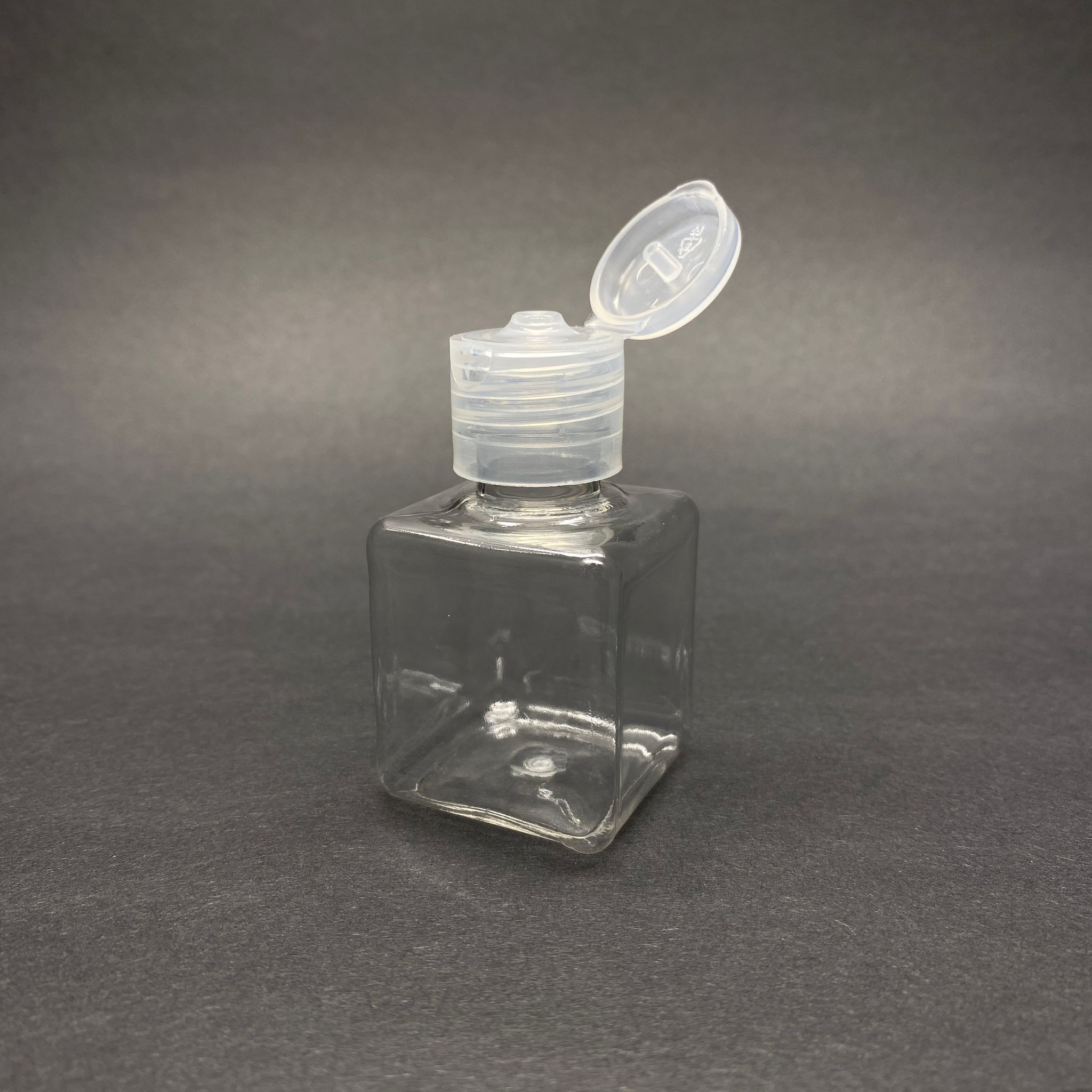 35 Cc Şeffaf Kare Pet Şişe - Şeffaf Akıtıcılı Fliptop Kapaklı - 35 Ml Pet Şişe