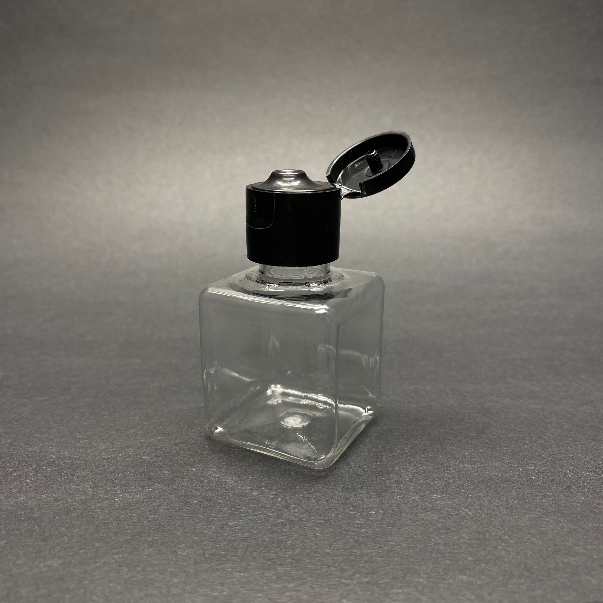 35 Cc Şeffaf Kare Pet Şişe - Siyah Akıtıcılı Fliptop Kapaklı - 35 Ml Pet Şişe