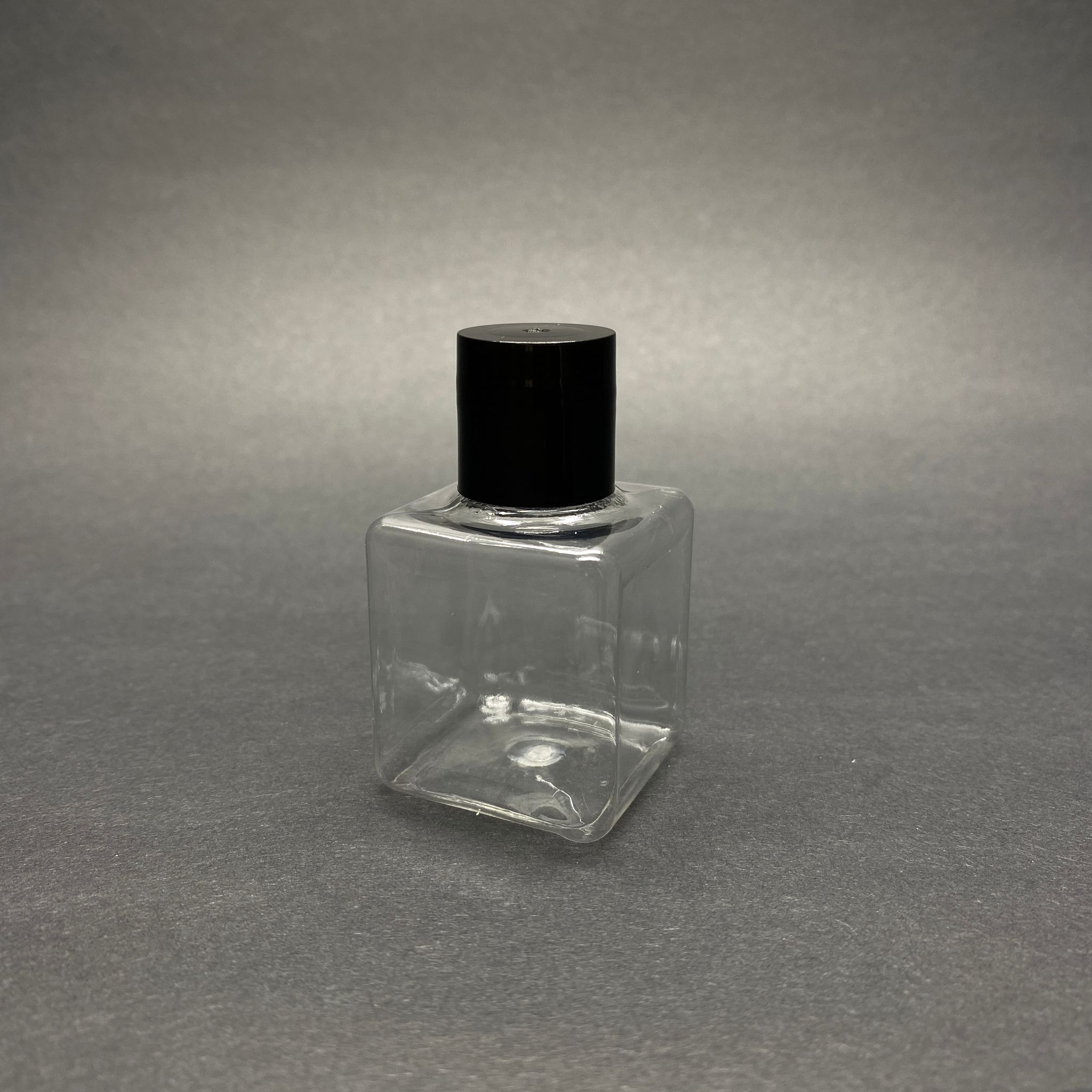 35 Cc Şeffaf Kare Pet Şişe - Siyah Buklet Kapaklı - 35 Ml Pet Şişe