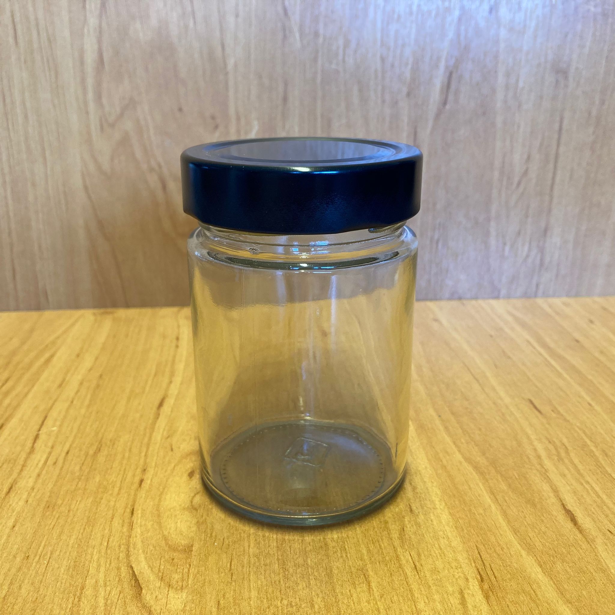 350 Cc Alman Kavanoz - Siyah Metal Kapaklı - 350 Ml Derin Kapaklı Cam Kavanoz