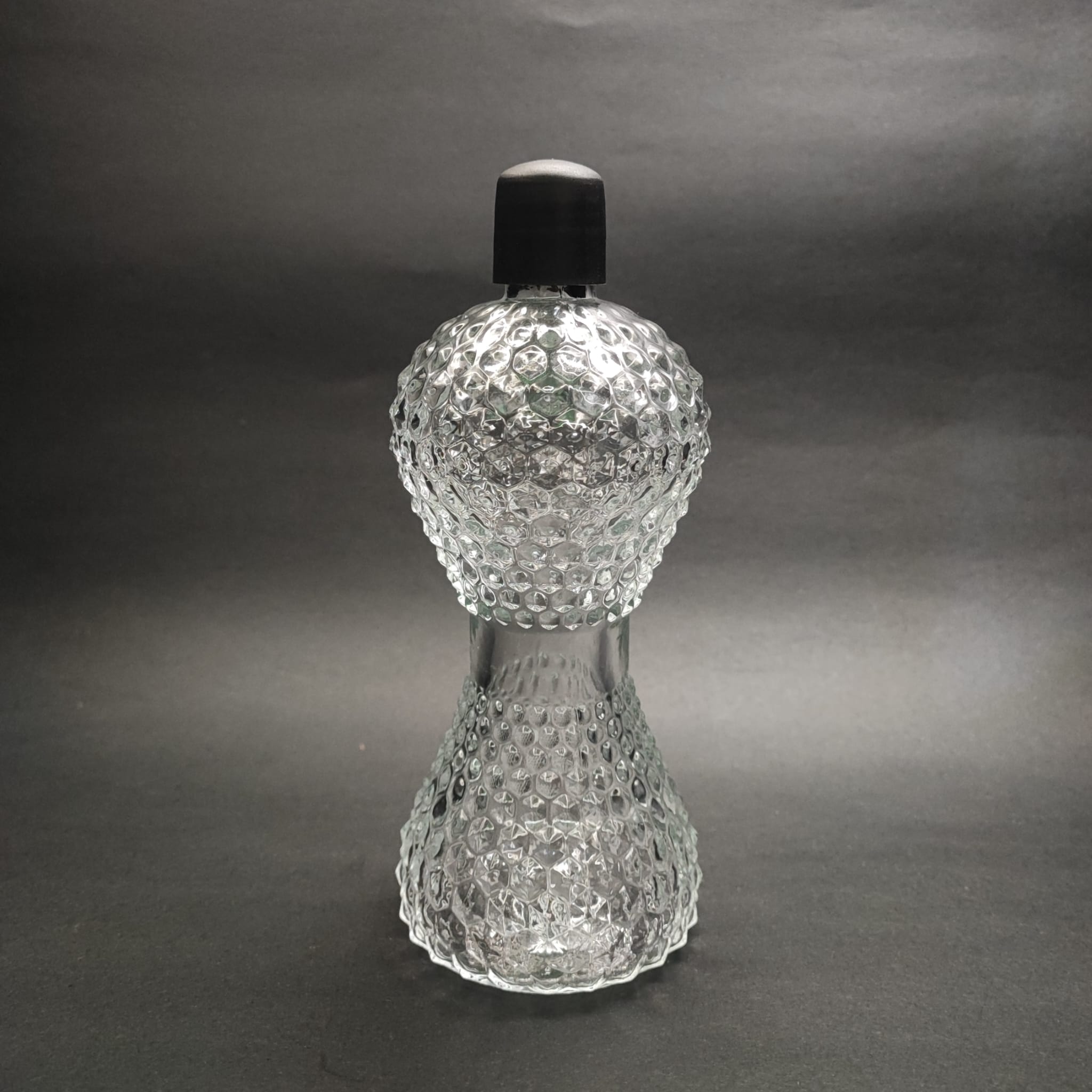 350 Cc Pırlanta Cam Kolonya Şişesi - Siyah Kapaklı + Tıpalı - 350 Ml Cam Kolonya Şişesi