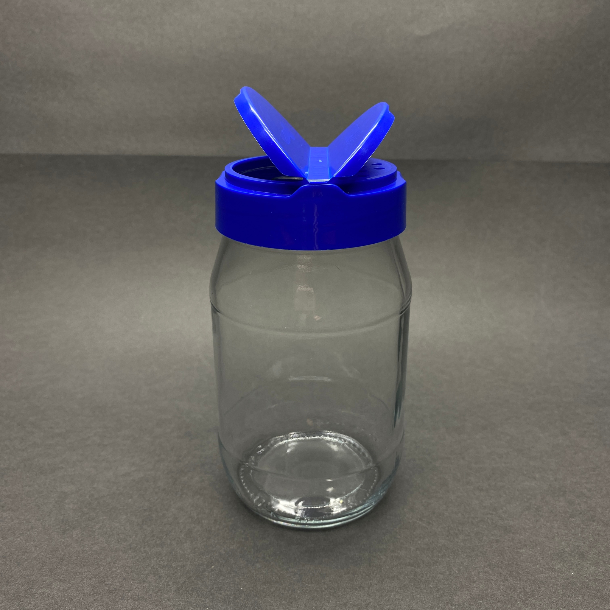 370 Cc Cam Baharatlık Kavanoz - 370 Ml Baharat Kavanozu - Mavi Açılır Kapanır Kapaklı
