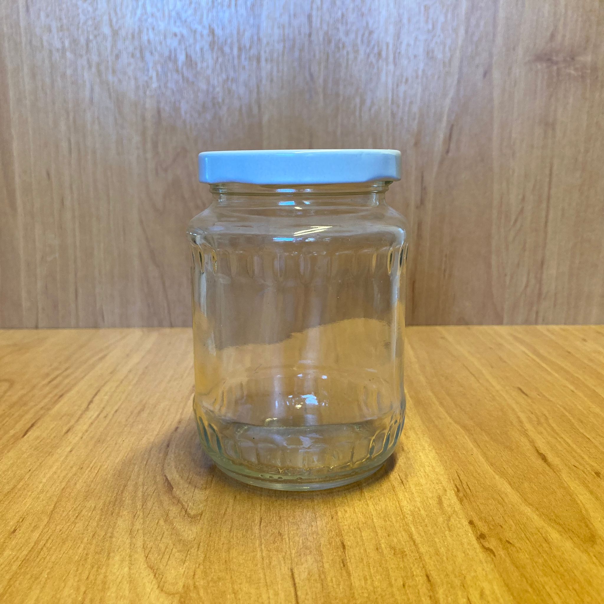 370 Cc Fasit Kavanoz - Beyaz Metal Kapaklı - 370 Ml Facet Tip Cam Kavanoz