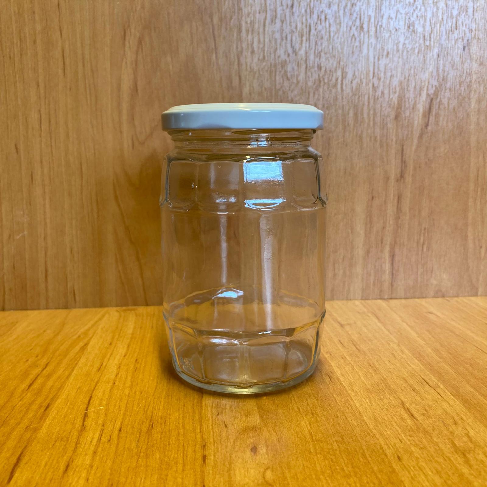370 Cc Fıçı Kavanoz - Beyaz Metal Kapaklı - 370 Ml Fıçı Tipi Cam Kavanoz
