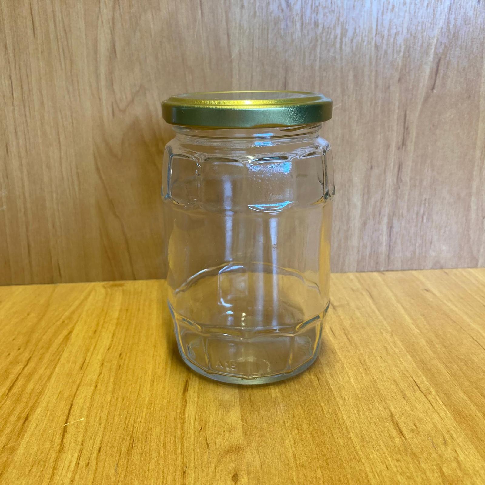 370 Cc Fıçı Kavanoz - Gold Metal Kapaklı - 370 Ml Fıçı Tipi Cam Kavanoz