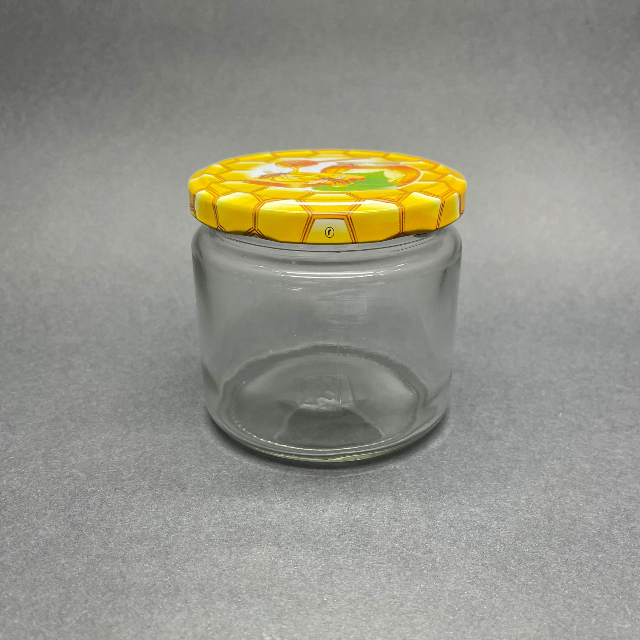 370 Cc Geniş Ağızlı Cam Kavanoz - Bal Petek Kapaklı - 370 Ml Cam Kavanoz