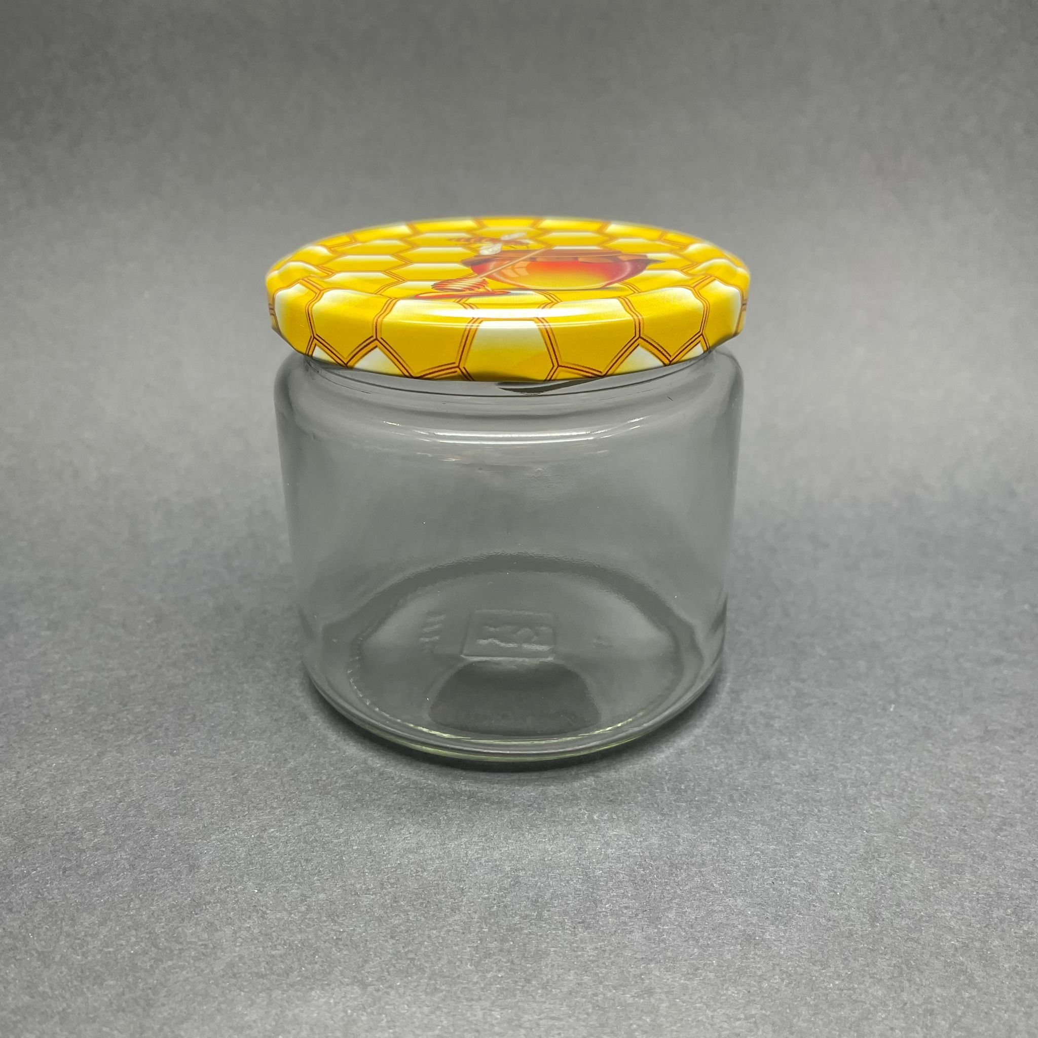 370 Cc Geniş Ağızlı Cam Kavanoz - Petek Kapaklı - 370 Ml Cam Kavanoz