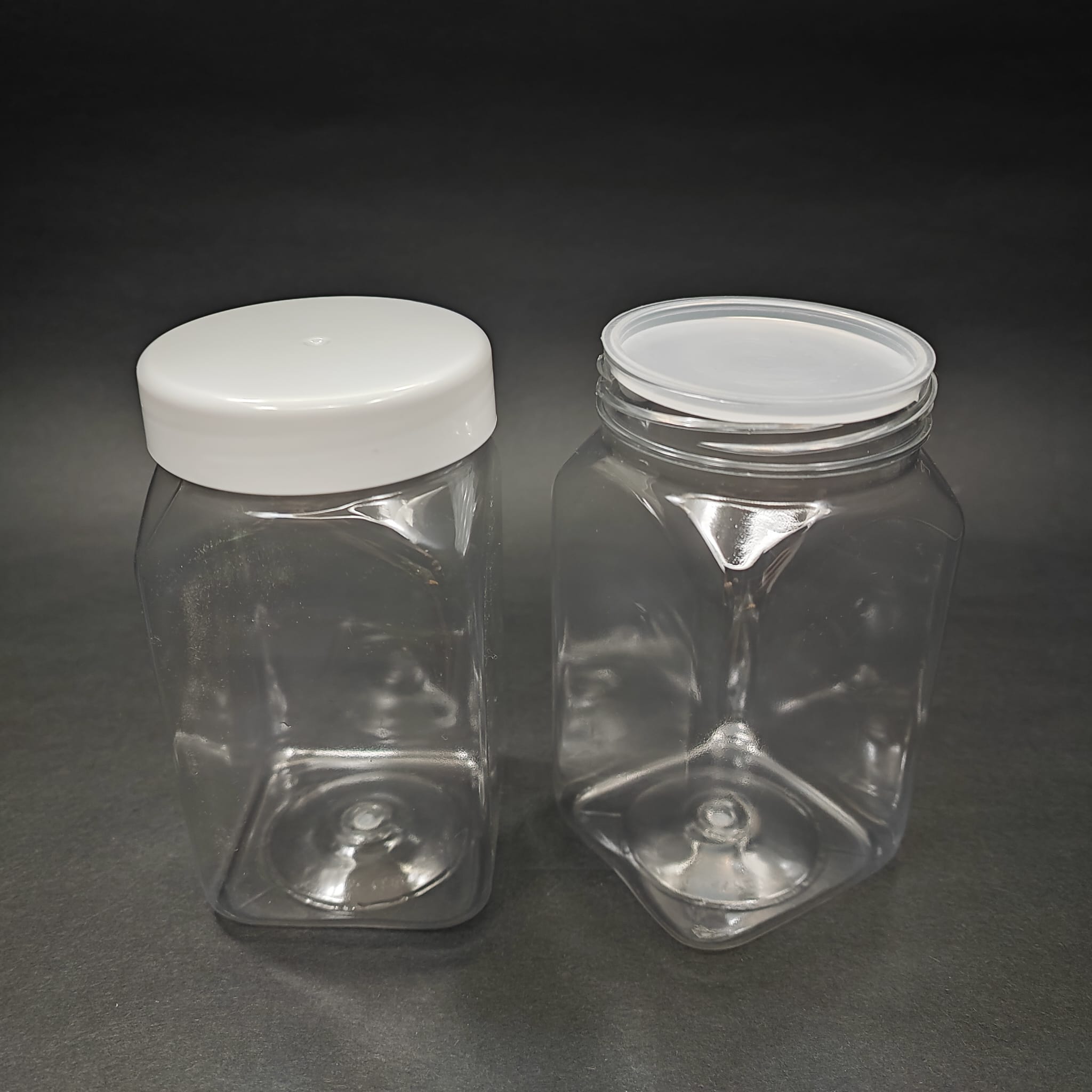 370 Cc Kare Pet Kavanoz - Beyaz Kapaklı - İç Tıpalı - 370 Ml Plastik Krem Kavanozu