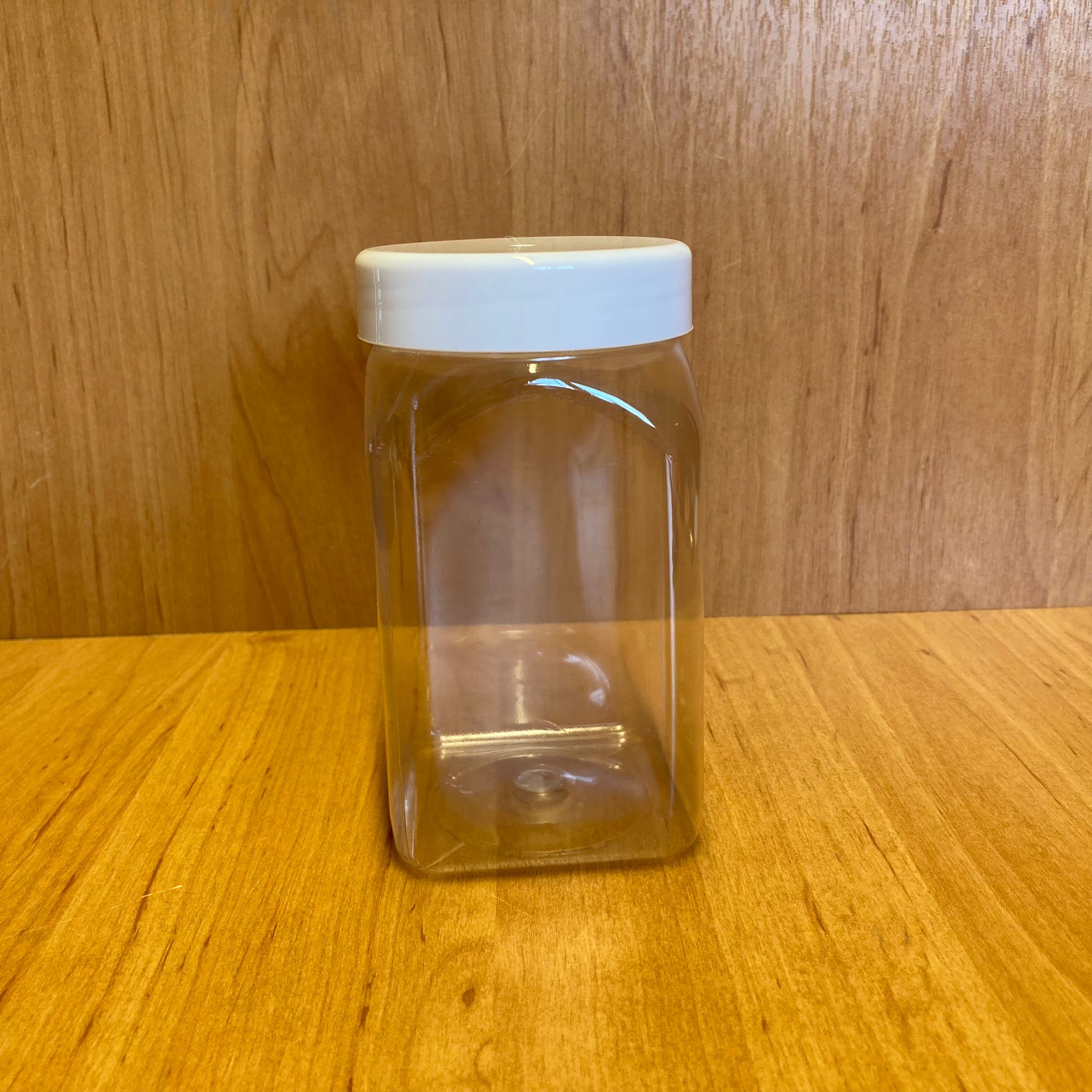 370 Cc Kare Pet Kavanoz - Beyaz Plastik Kapaklı - 370 Ml Plastik Kavanoz
