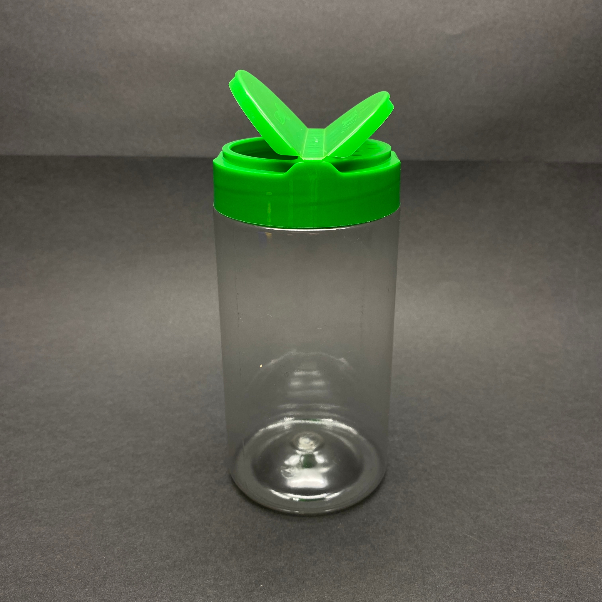 370 Cc Plastik Silindir Baharatlık Kavanoz - 370 Ml Baharat Kavanozu - Yeşil Açılır Kapanır Kapaklı