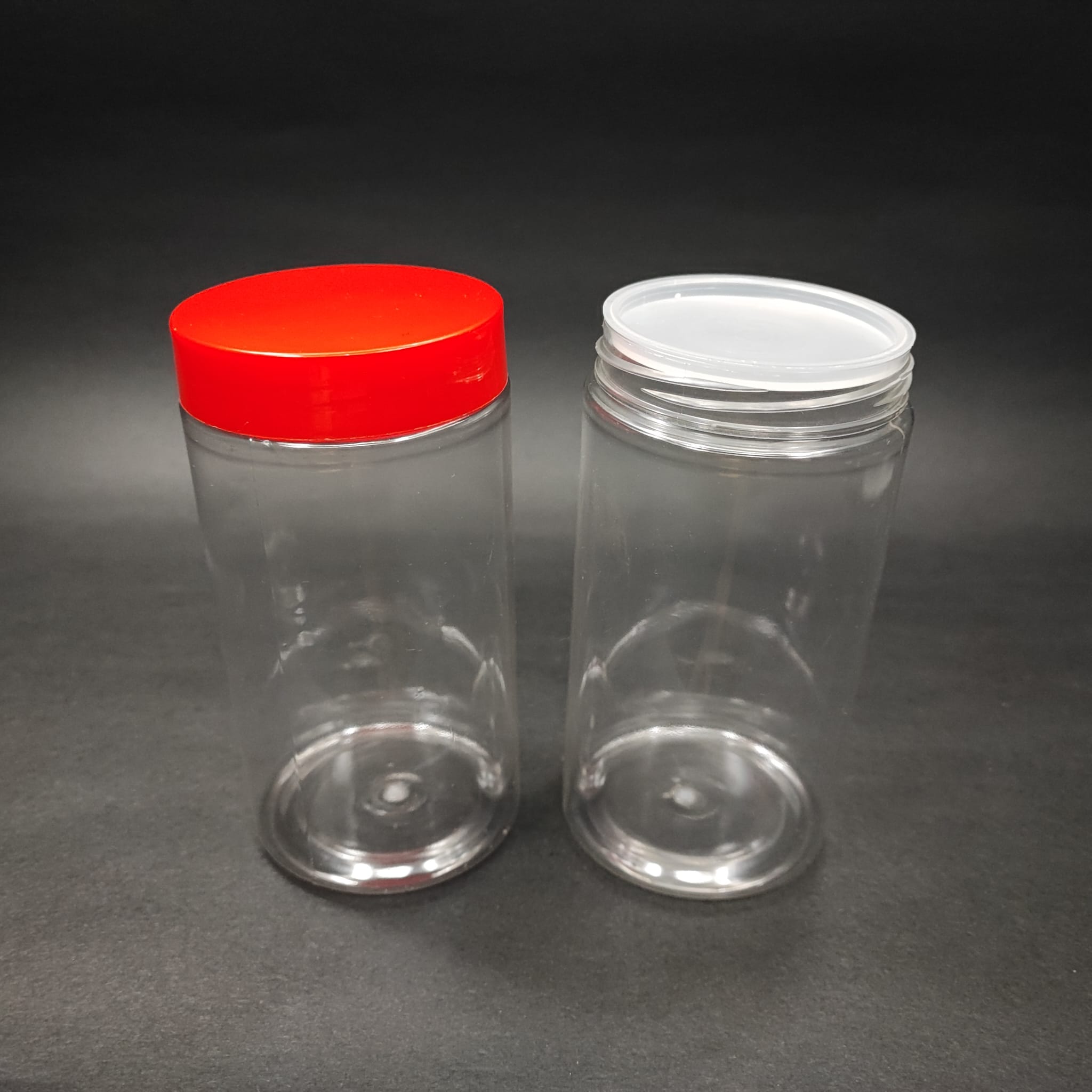 370 Cc Silindir Pet Kavanoz - Kırmızı Kapaklı - İç Tıpalı - 370 Ml Plastik Krem Kavanozu