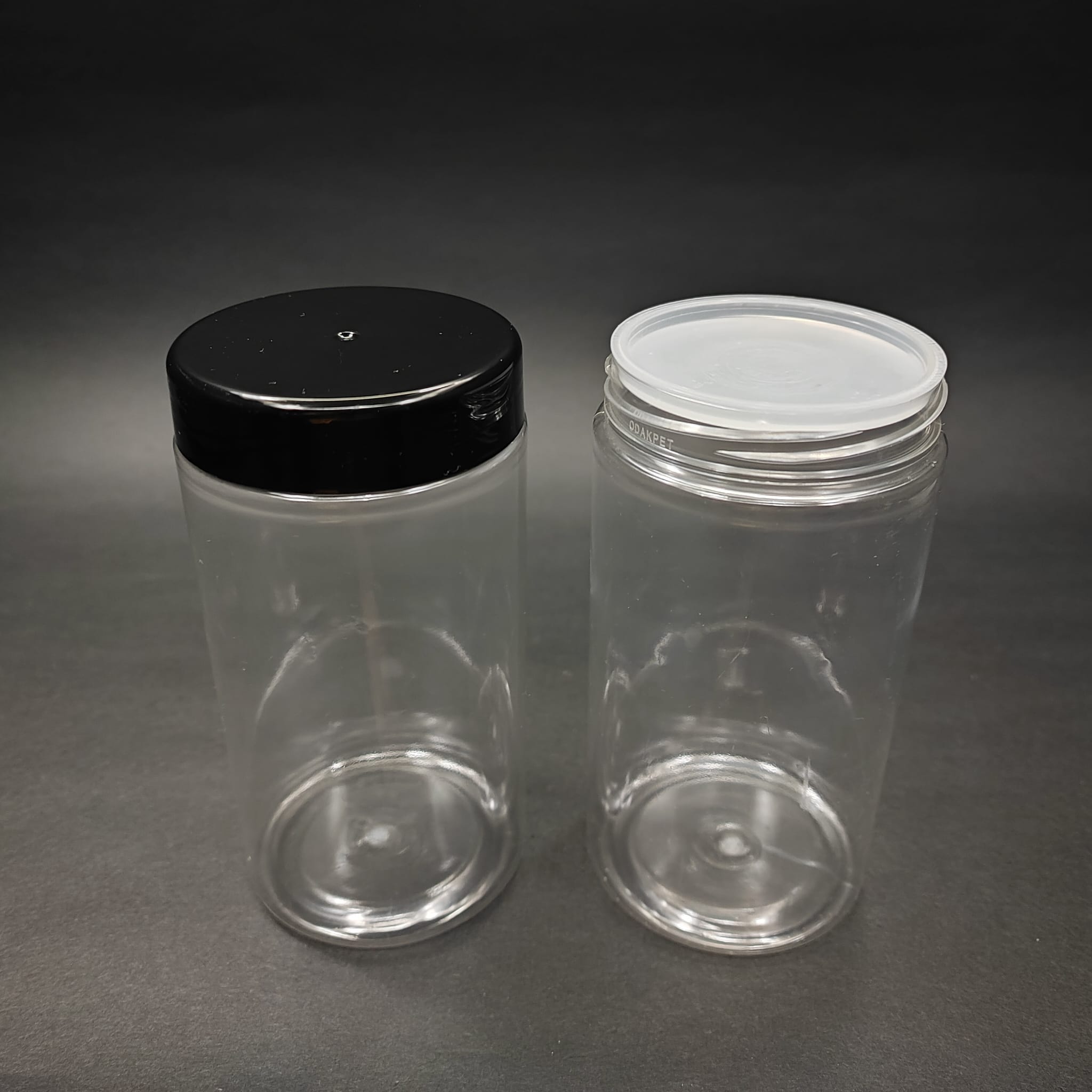 370 Cc Silindir Pet Kavanoz - Siyah Kapaklı - İç Tıpalı - 370 Ml Plastik Krem Kavanozu