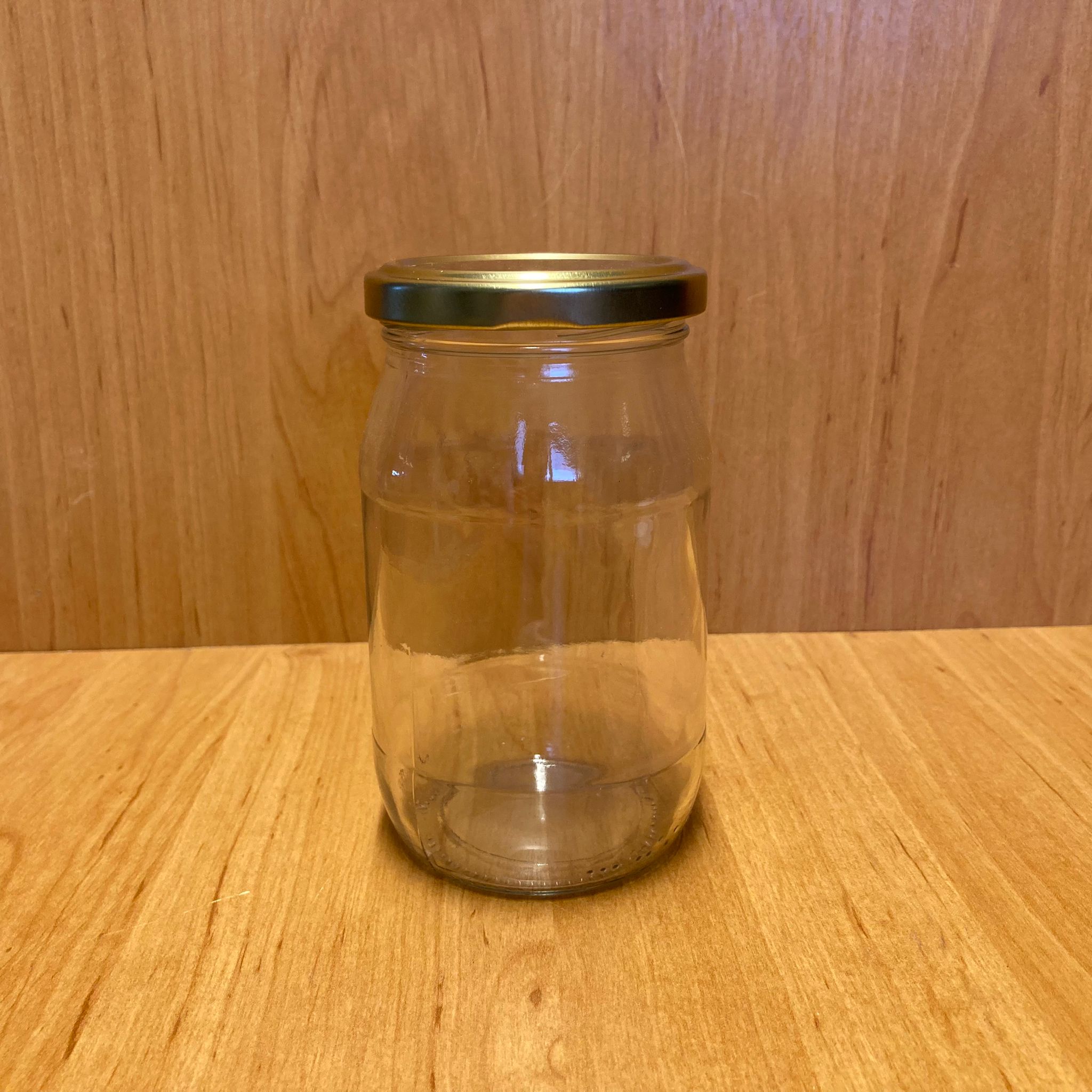 370 Cc Standart Kavanoz - Gold Metal Kapaklı - 370 Ml Cam Kavanoz