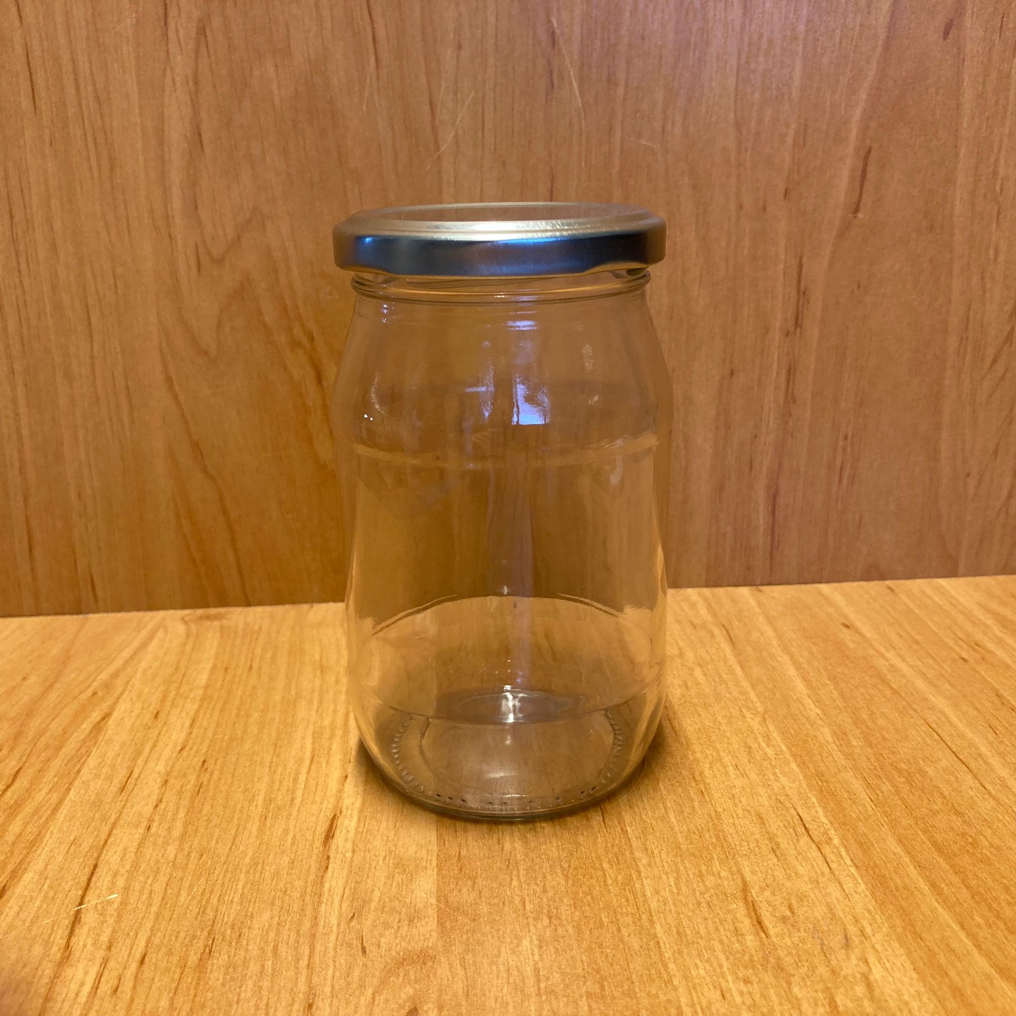 370 Cc Standart Kavanoz - Gümüş Metal Kapaklı - 370 Ml Cam Kavanoz