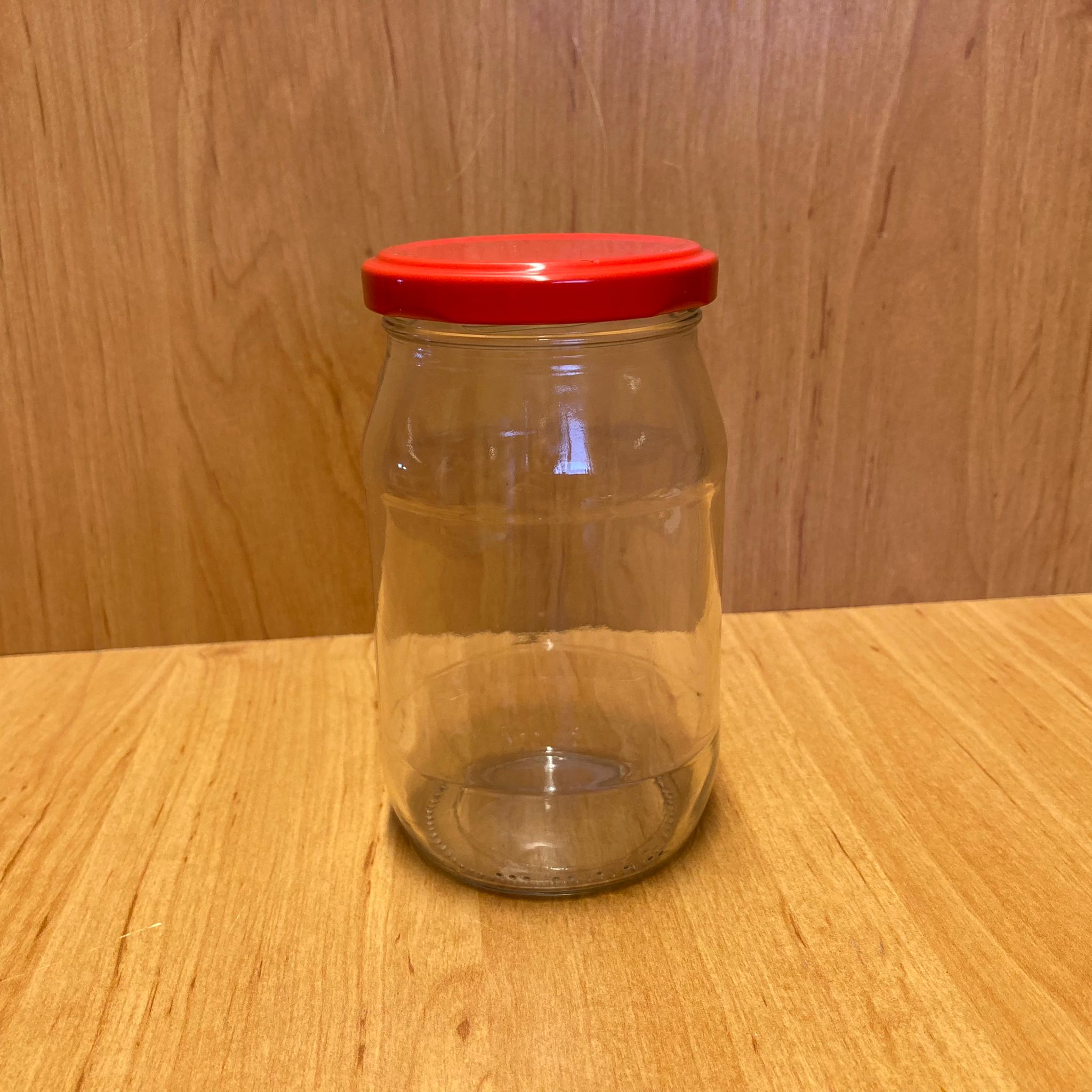 370 Cc Standart Kavanoz - Kırmızı Metal Kapaklı - 370 Ml Cam Kavanoz