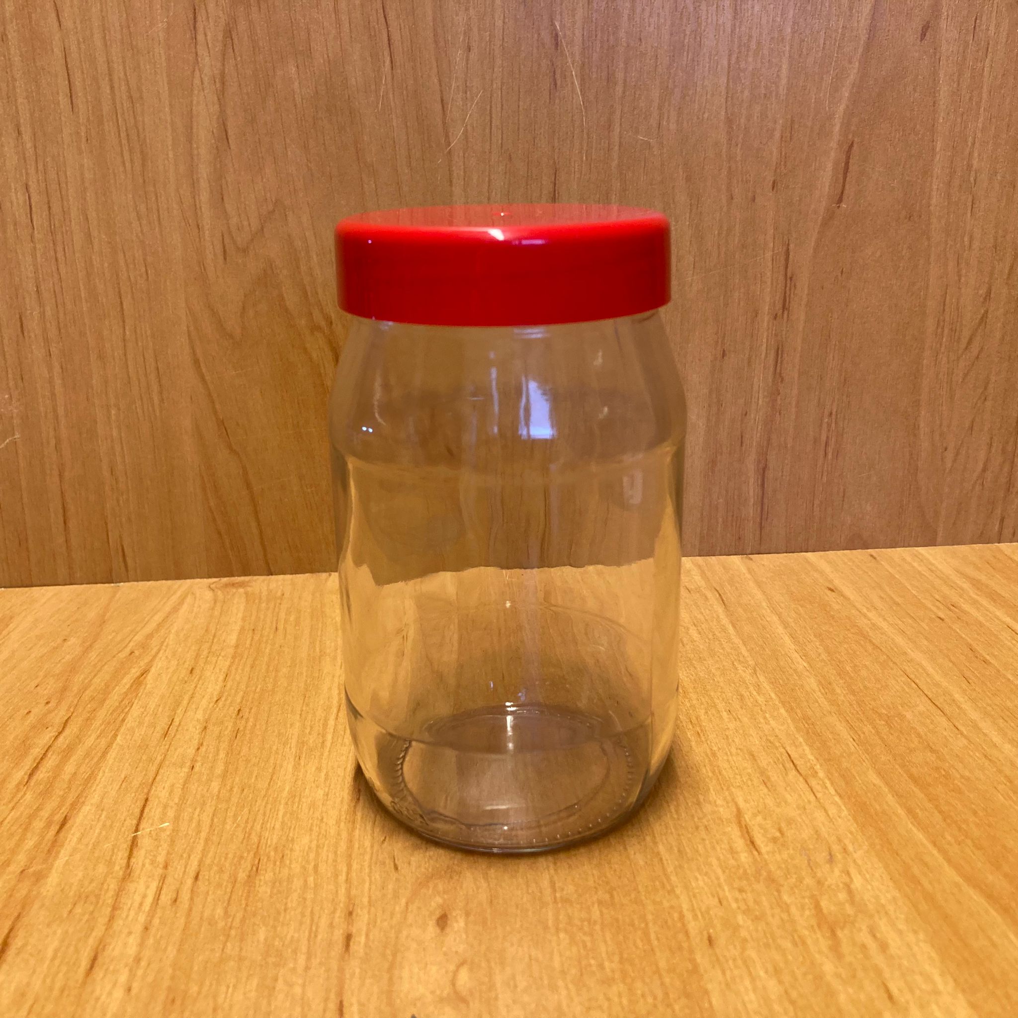 370 Cc Standart Kavanoz - Kırmızı Plastik Kapaklı - 370 Ml Cam Kavanoz