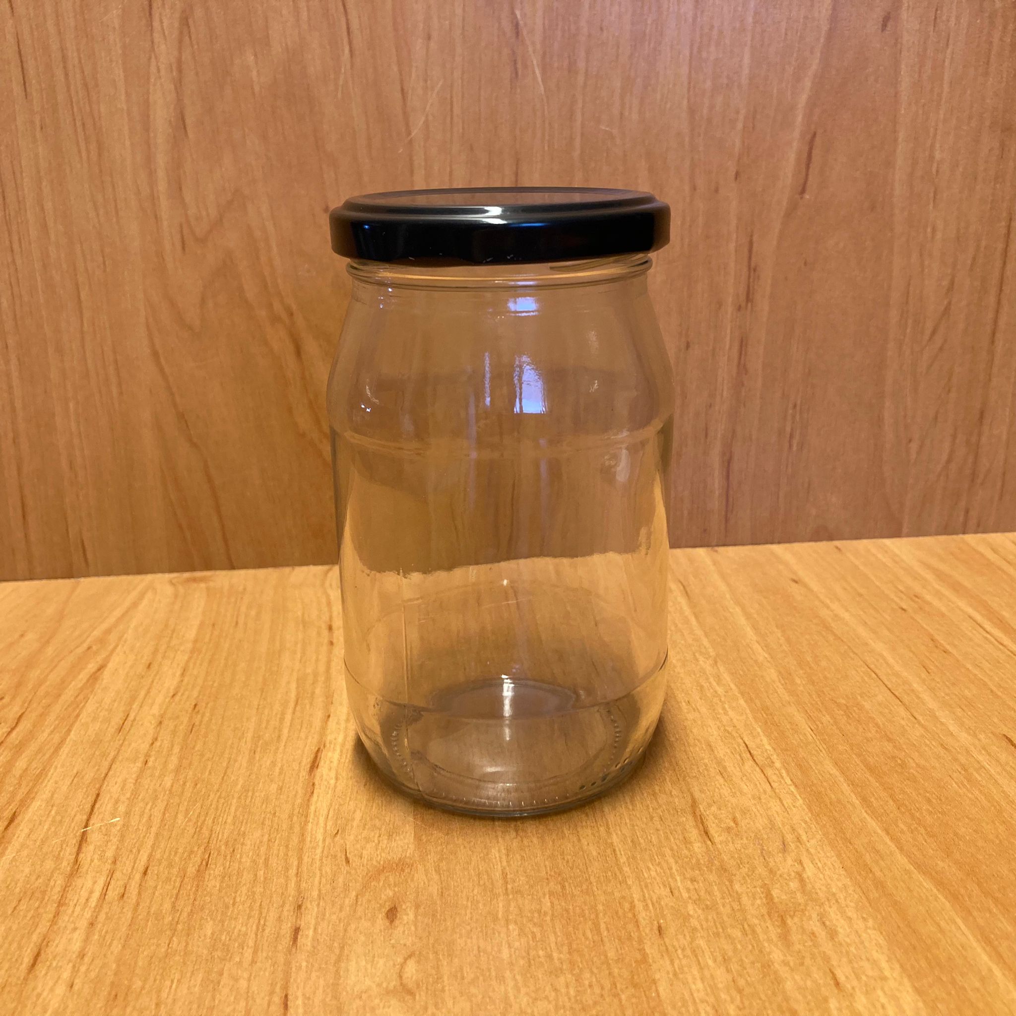 370 Cc Standart Kavanoz - Siyah Metal Kapaklı - 370 Ml Cam Kavanoz