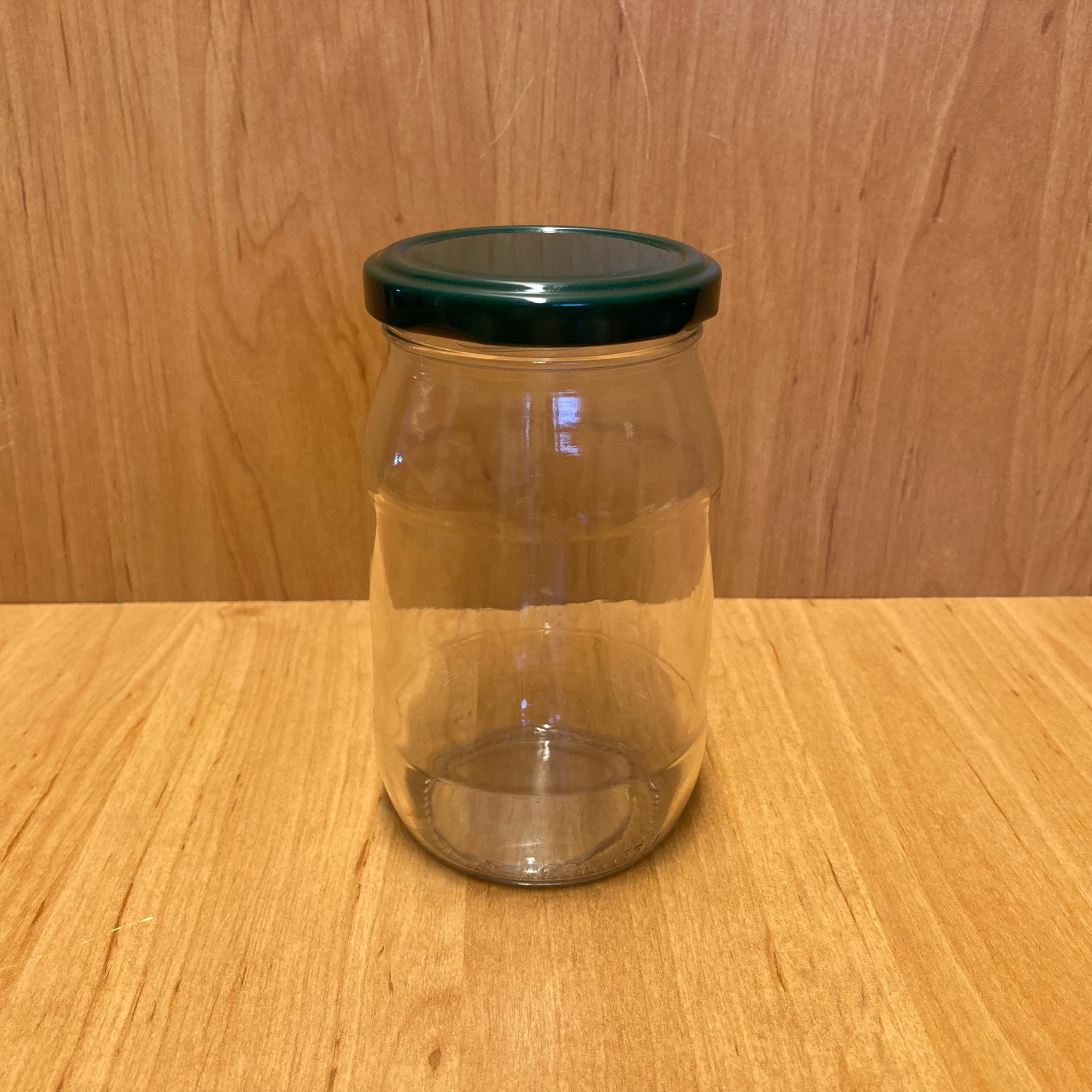 370 Cc Standart Kavanoz - Yeşil Metal Kapaklı - 370 Ml Cam Kavanoz