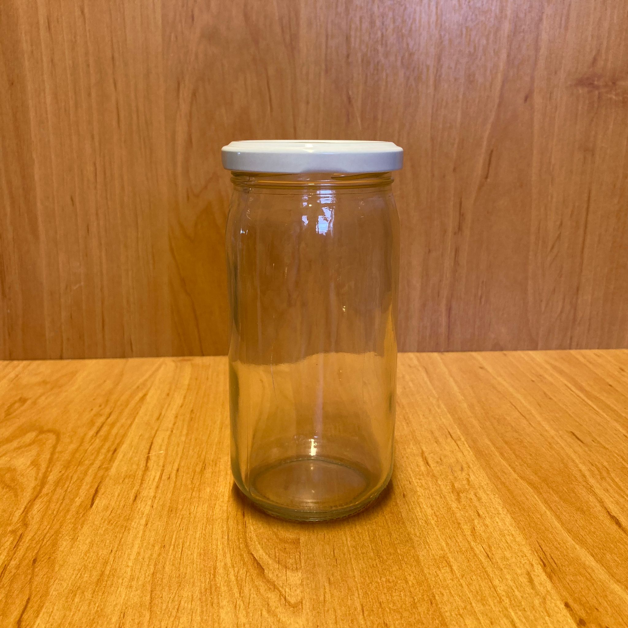 370 Cc Uzun Kavanoz - Beyaz Metal Kapaklı - 370 Ml Uzun Tip Cam Kavanoz