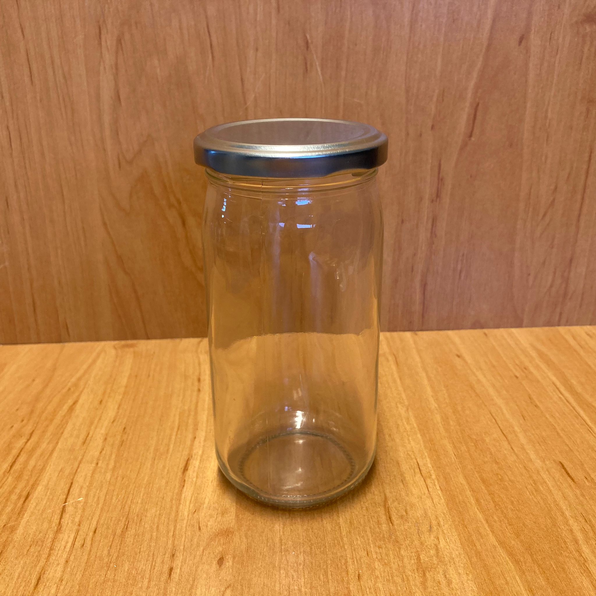 370 Cc Uzun Kavanoz - Gümüş Metal Kapaklı - 370 Ml Uzun Tip Cam Kavanoz