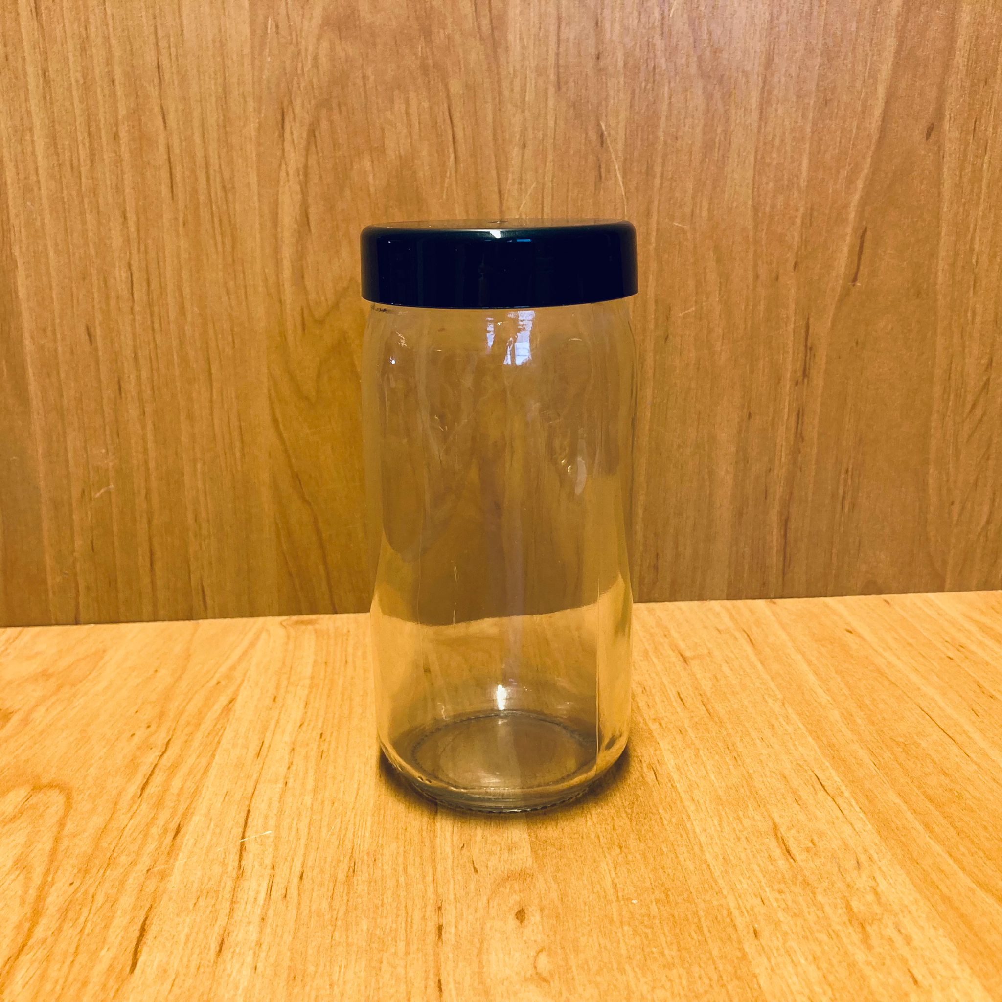 370 Cc Uzun Kavanoz - Siyah Plastik Kapaklı - 370 Ml Uzun Tip Cam Kavanoz