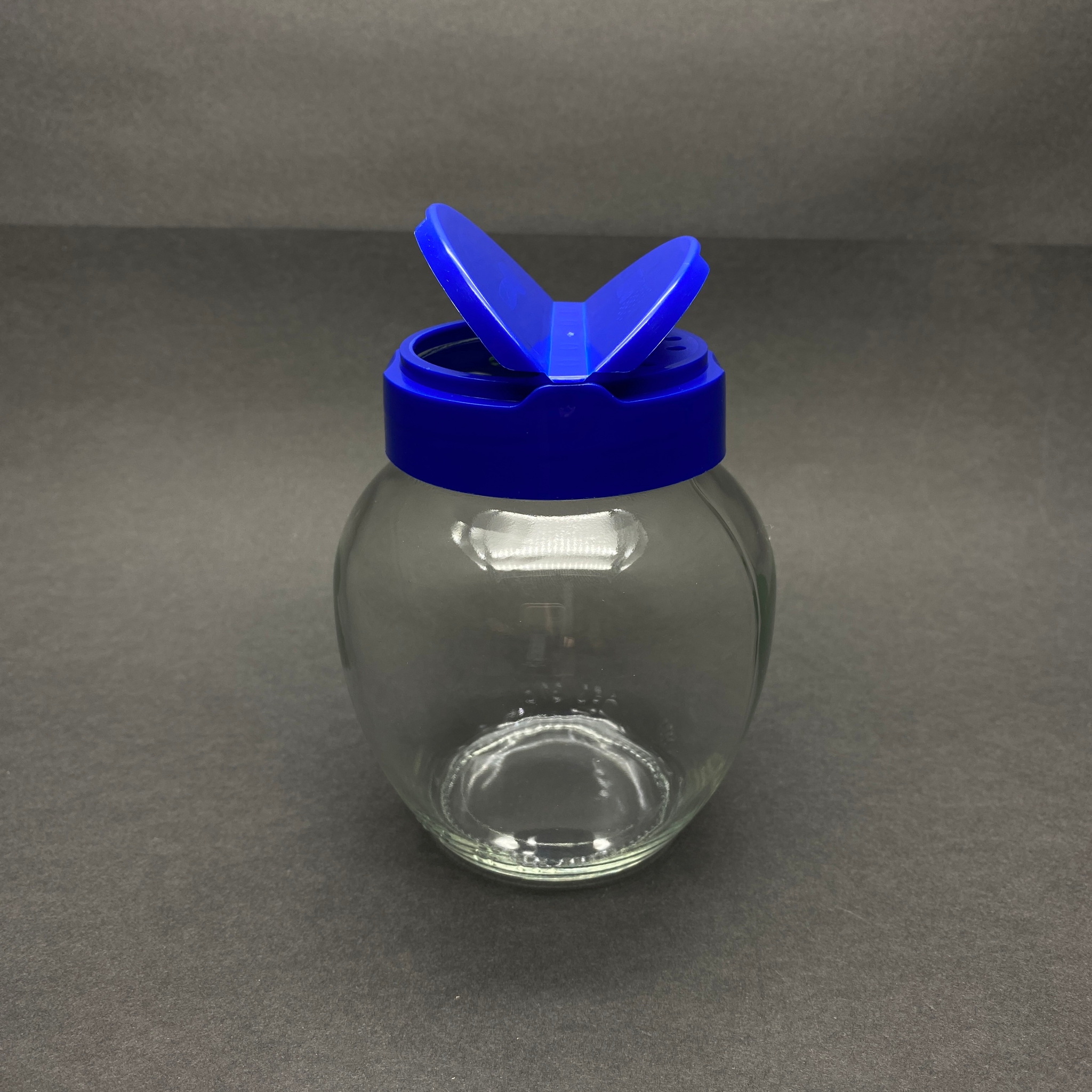 370 Cc Yumurta Cam Baharatlık Kavanoz - 370 Ml Oval Baharat Kavanozu - Mavi Açılır Kapanır Kapaklı