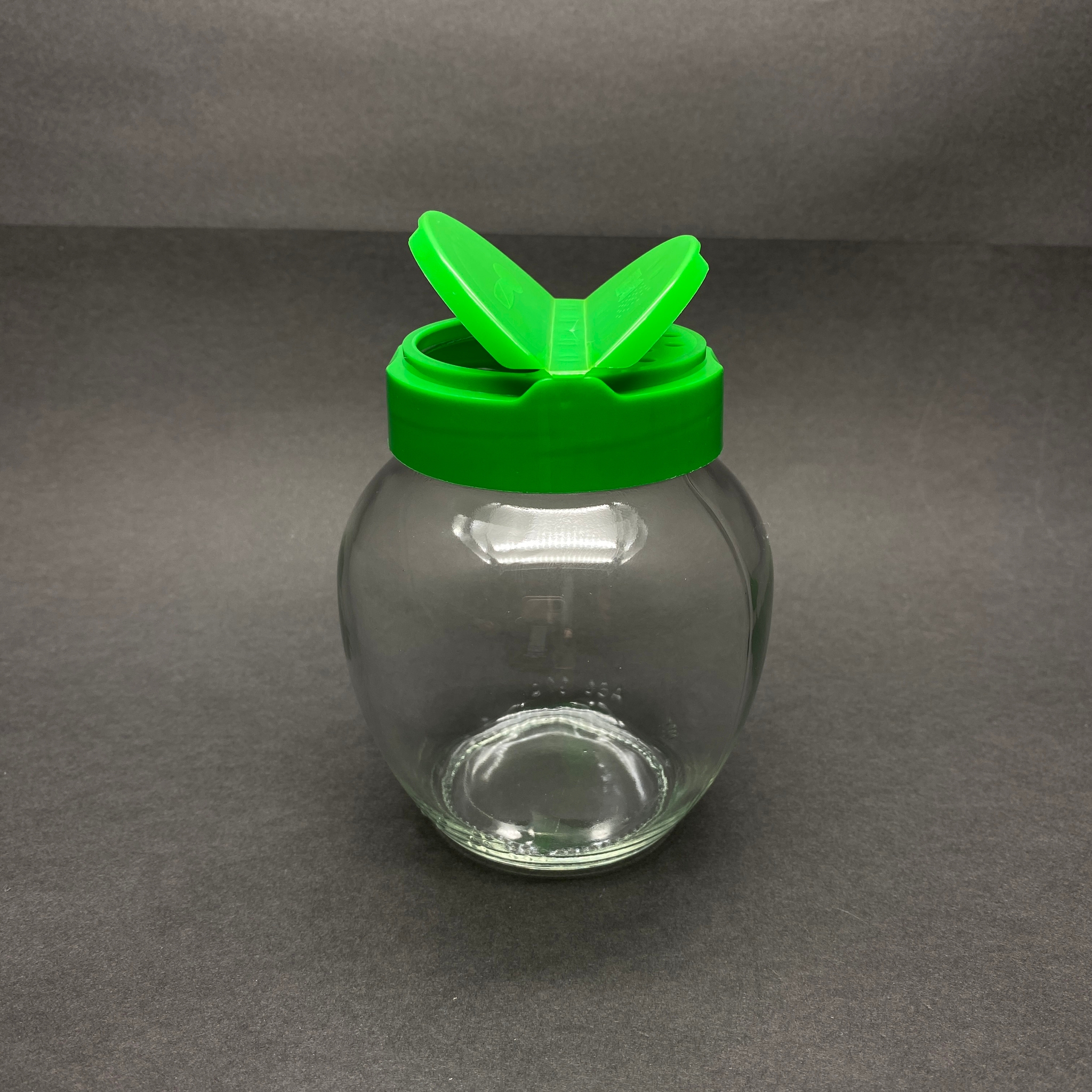 370 Cc Yumurta Cam Baharatlık Kavanoz - 370 Ml Oval Baharat Kavanozu - Yeşil Açılır Kapanır Kapaklı