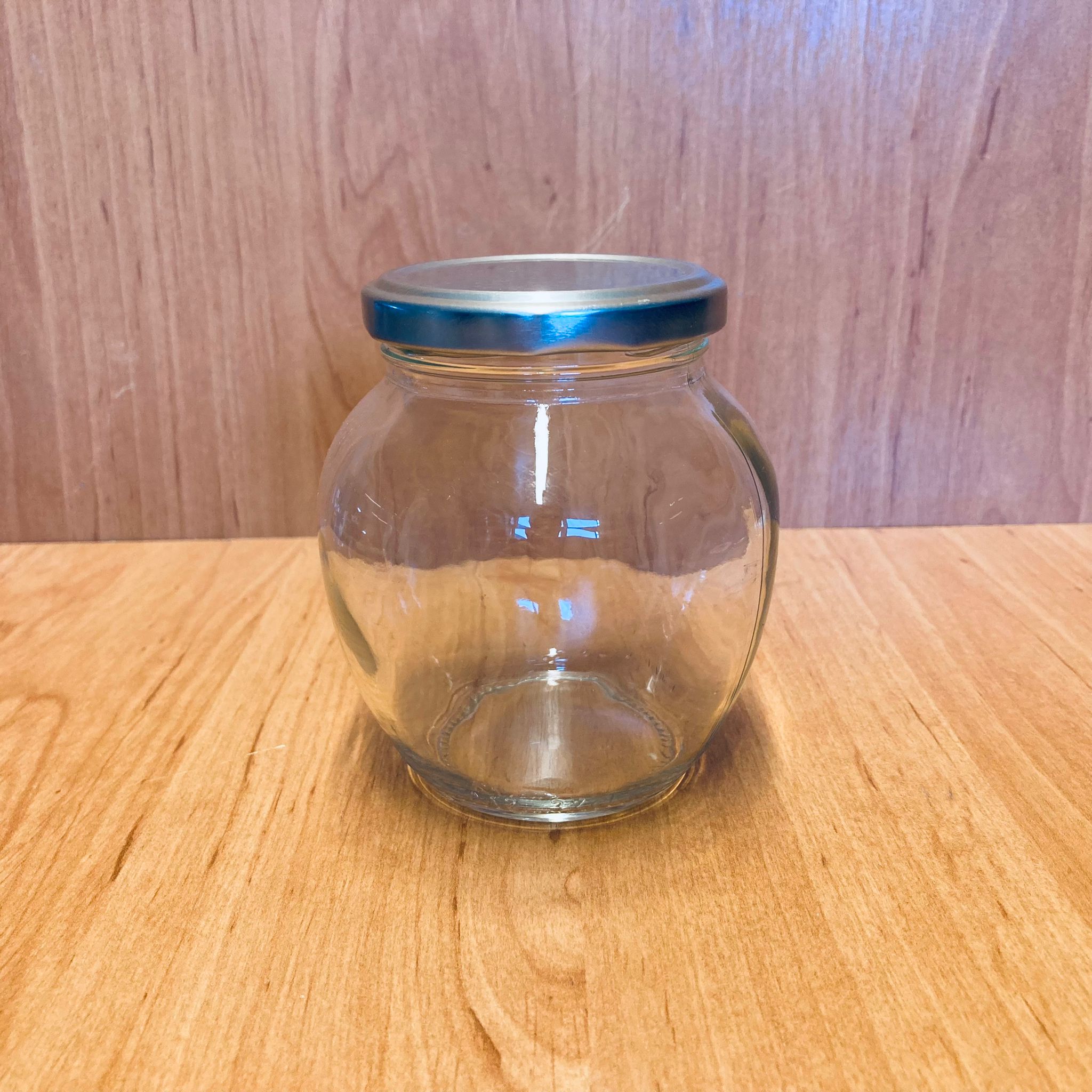 370 Cc Yumurta Kavanoz - Gümüş Metal Kapaklı - 370 Ml Yumurta Tip Cam Kavanoz