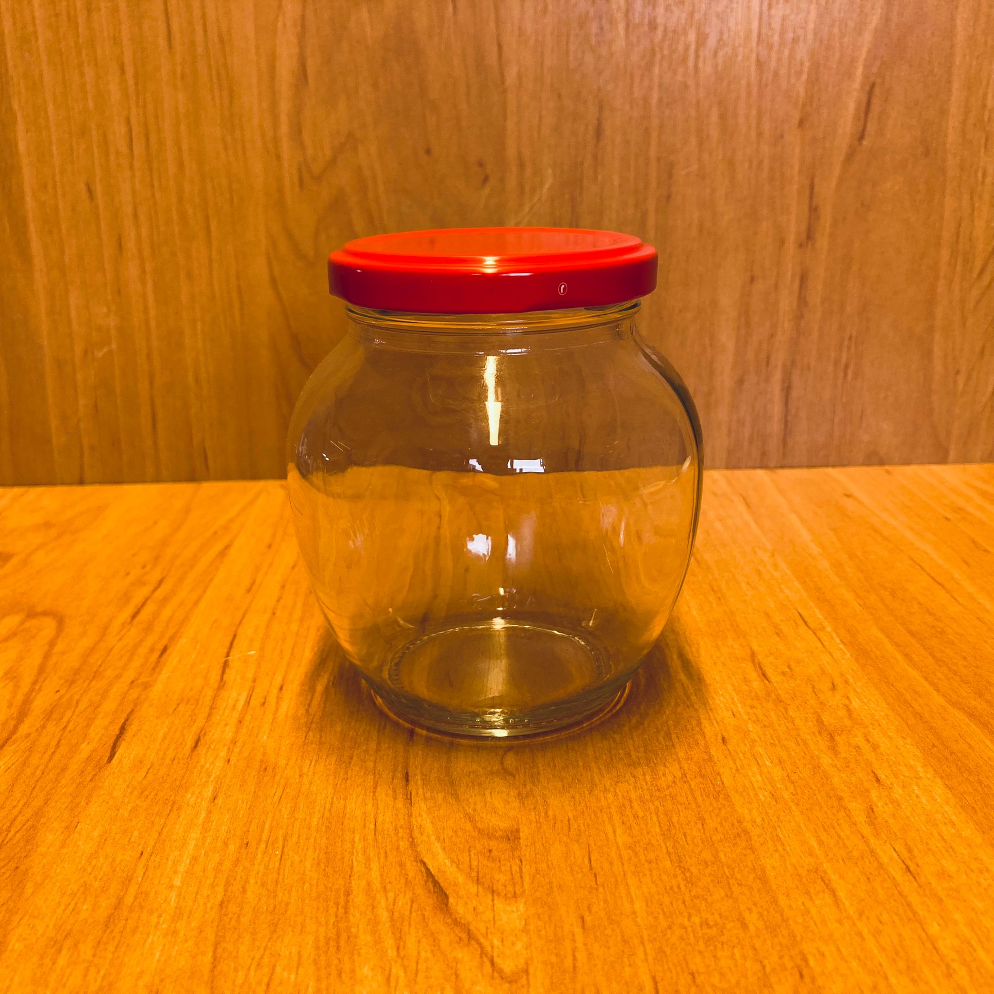 370 Cc Yumurta Kavanoz - Kırmızı Metal Kapaklı - 370 Ml Yumurta Tip Cam Kavanoz