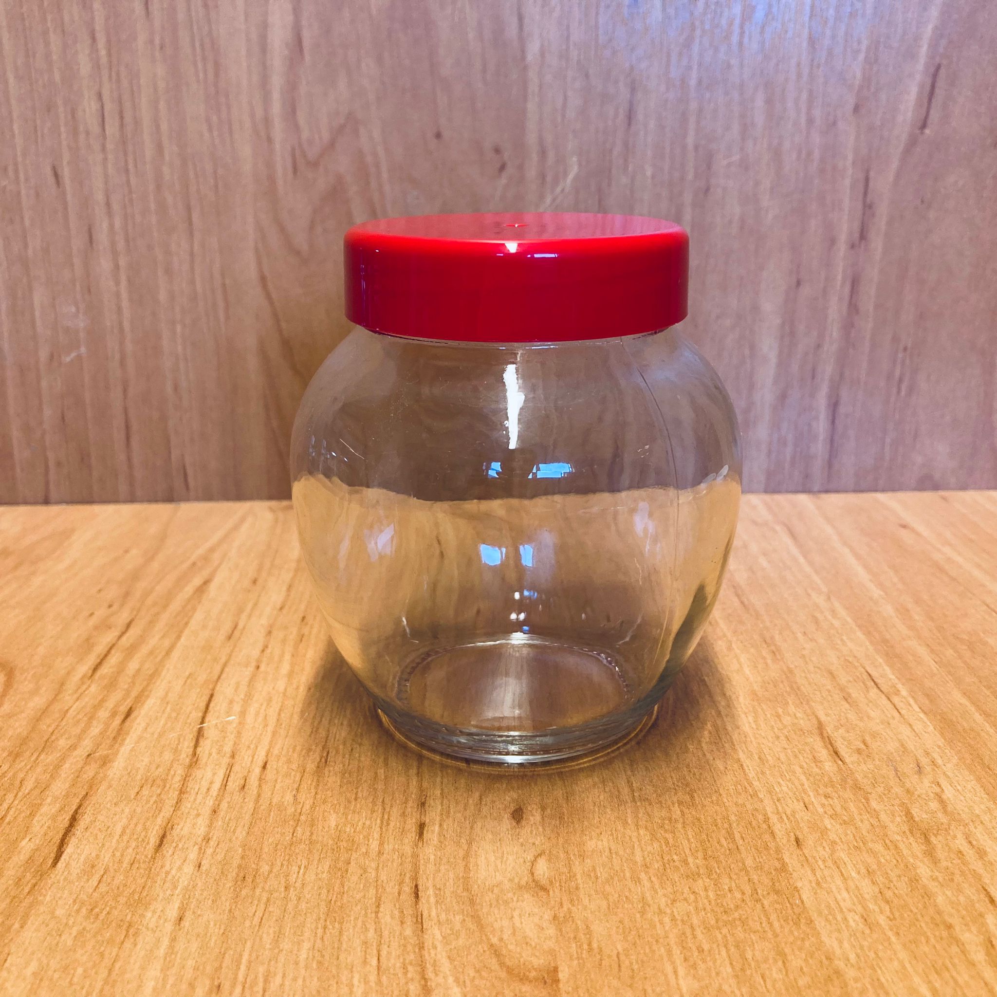 370 Cc Yumurta Kavanoz - Plastik Kırmızı Kapaklı - 370 Ml Yumurta Tip Cam Kavanoz