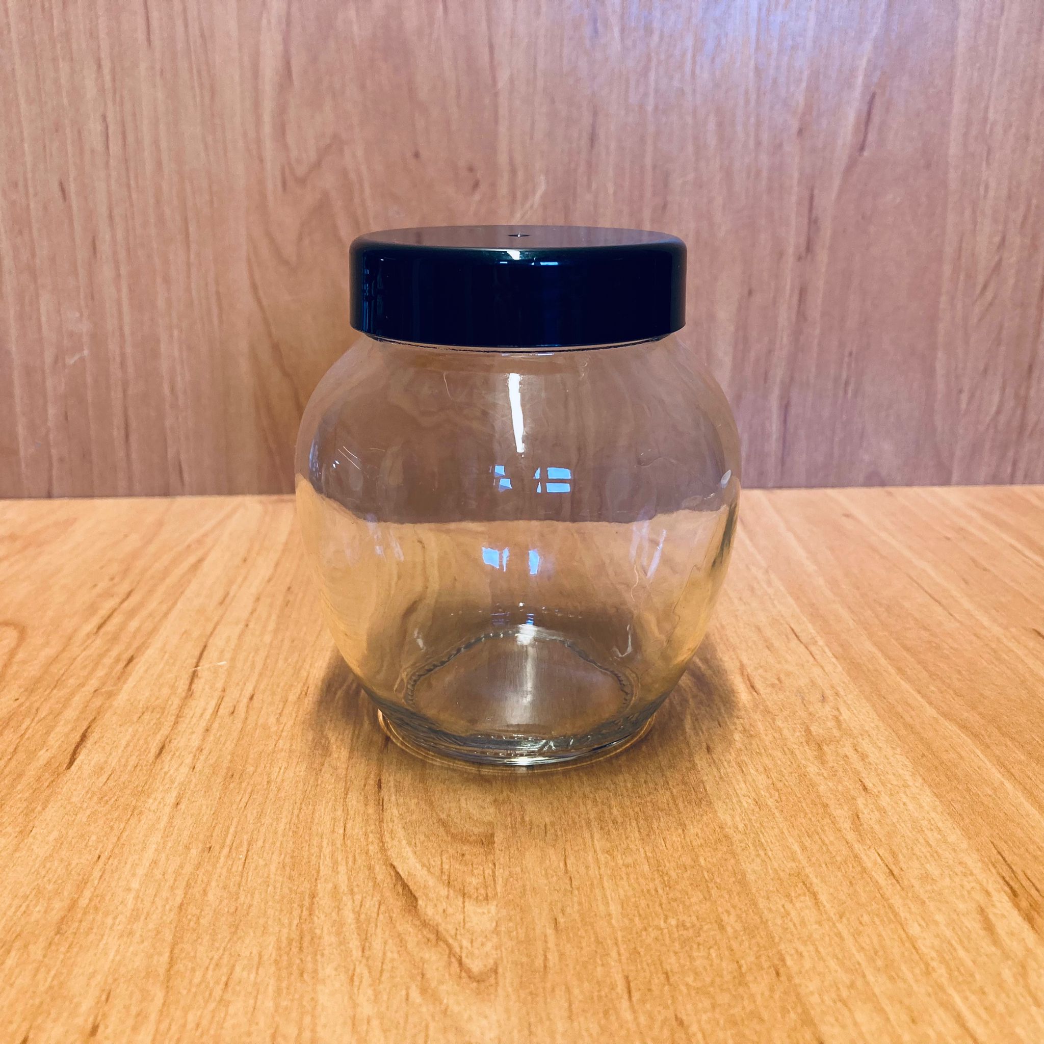 370 Cc Yumurta Kavanoz - Plastik Siyah Kapaklı - 370 Ml Yumurta Tip Cam Kavanoz