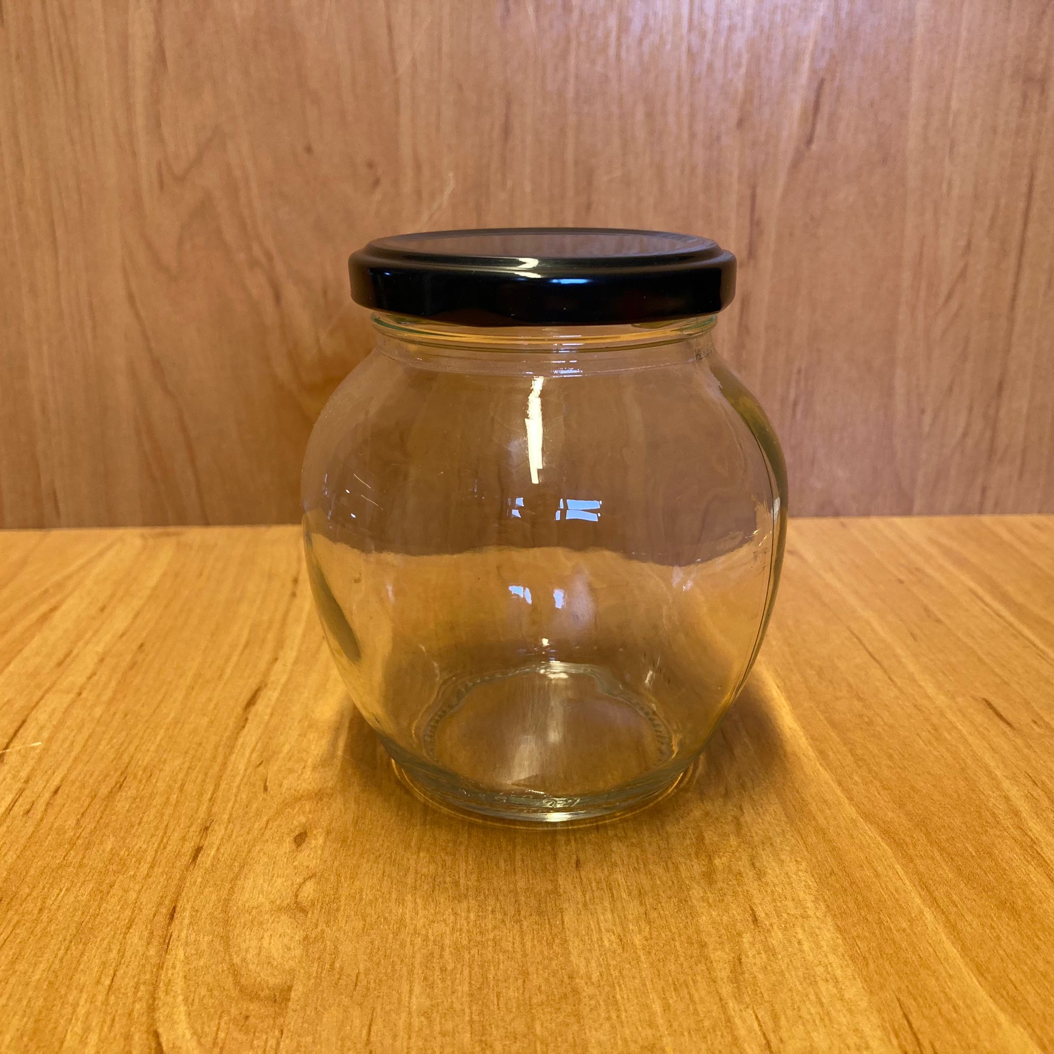 370 Cc Yumurta Kavanoz - Siyah Metal Kapaklı - 370 Ml Yumurta Tip Cam Kavanoz