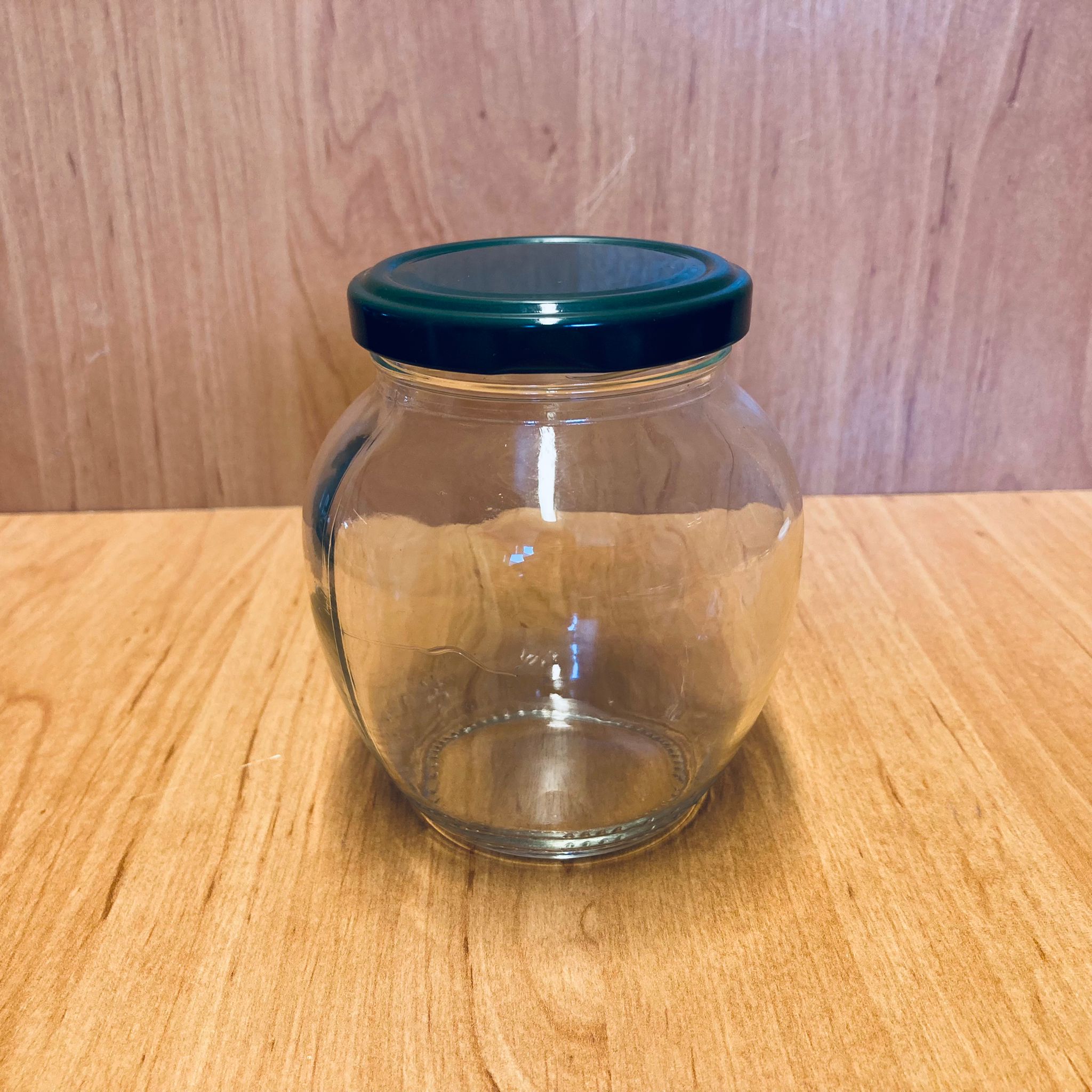 370 Cc Yumurta Kavanoz - Yeşil Metal Kapaklı - 370 Ml Yumurta Tip Cam Kavanoz