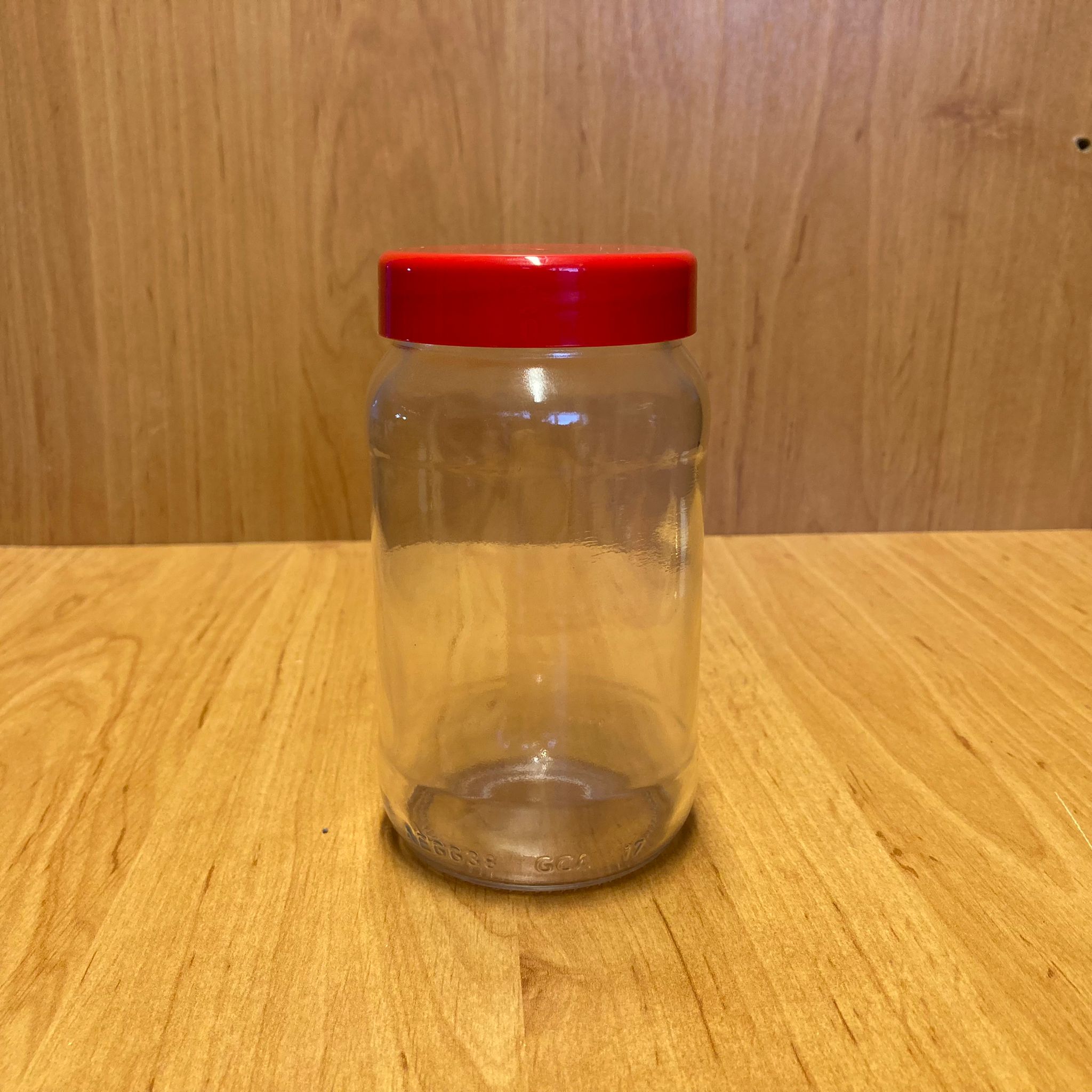 380 Cc Standart Kavanoz - Kırmızı Plastik Kapaklı - 380 Ml Cam Kavanoz