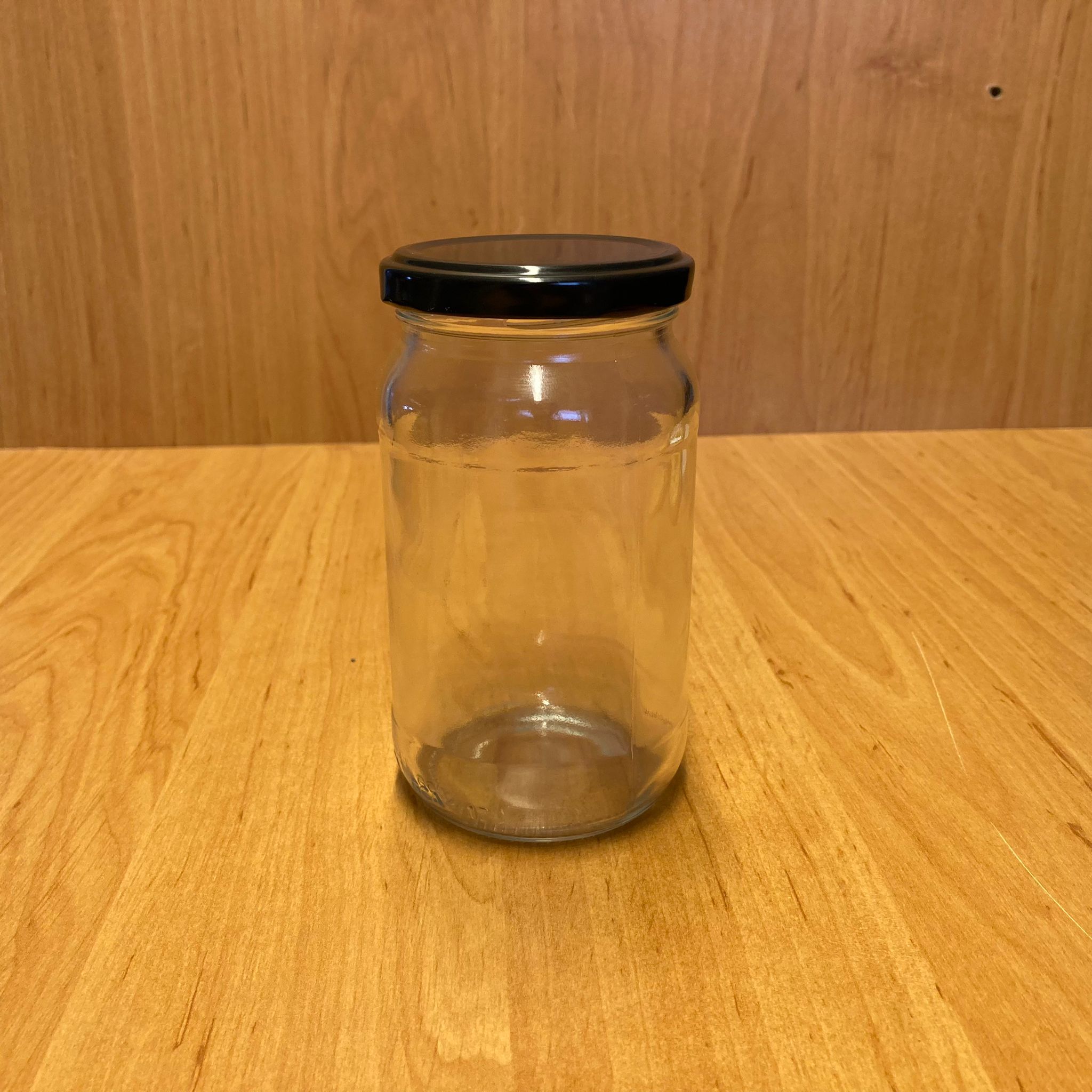 380 Cc Standart Kavanoz - Siyah Metal Kapaklı - 380 Ml Cam Kavanoz