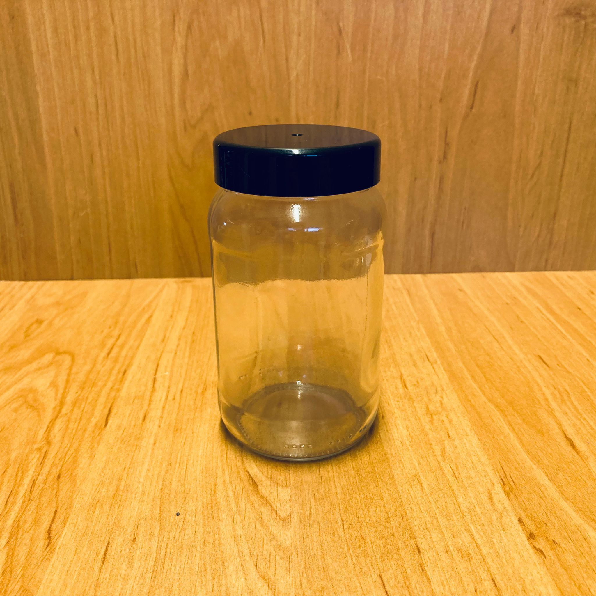 380 Cc Standart Kavanoz - Siyah Plastik Kapaklı - 380 Ml Cam Kavanoz