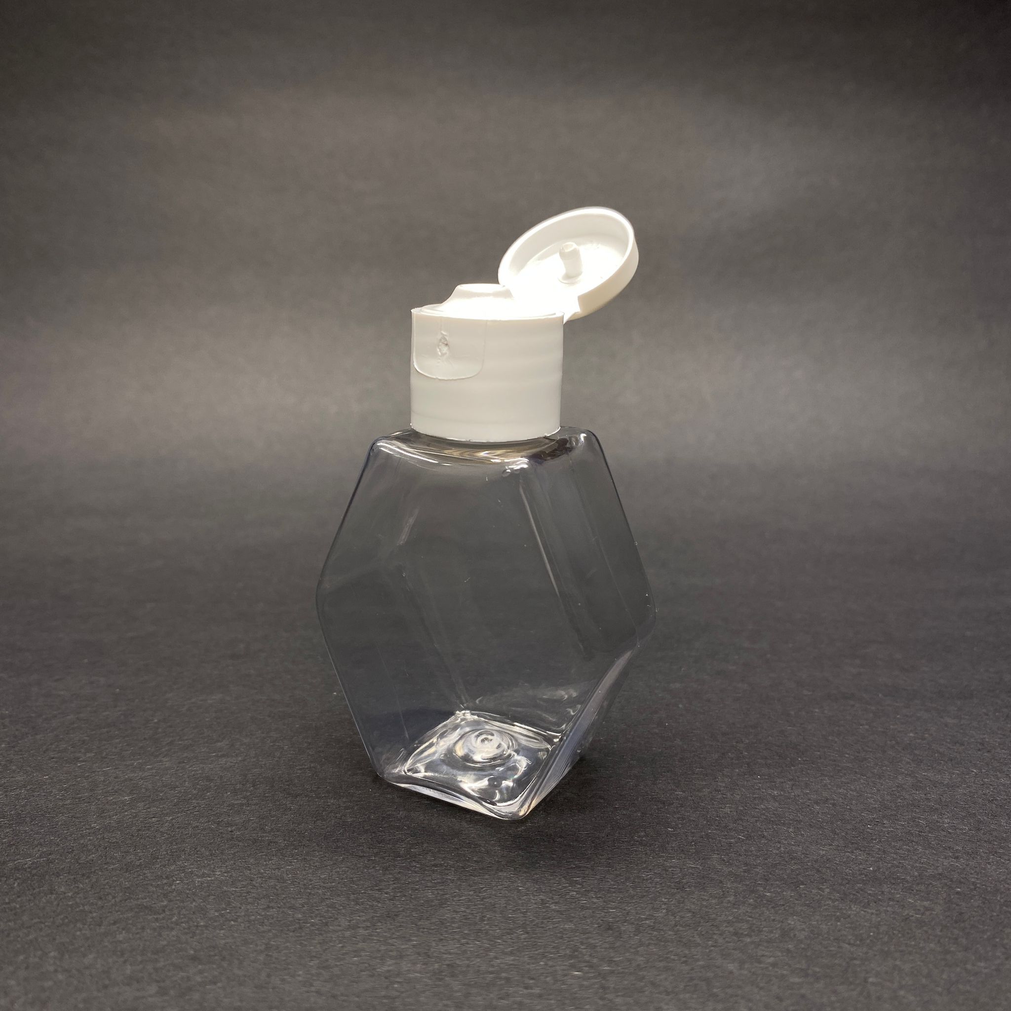40 Cc Altıgen Pet Şişe - Beyaz Fliptop Kapaklı - 40 Ml Şeffaf Pet Şişe