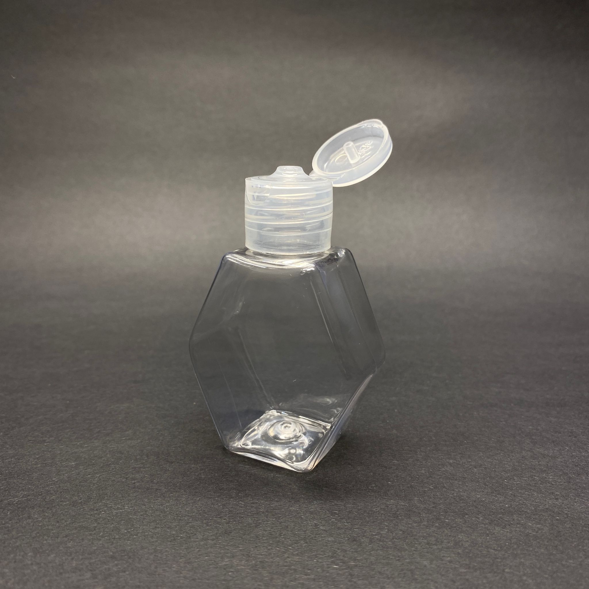 40 Cc Altıgen Pet Şişe - Şeffaf Fliptop Kapaklı - 40 Ml Şeffaf Pet Şişe