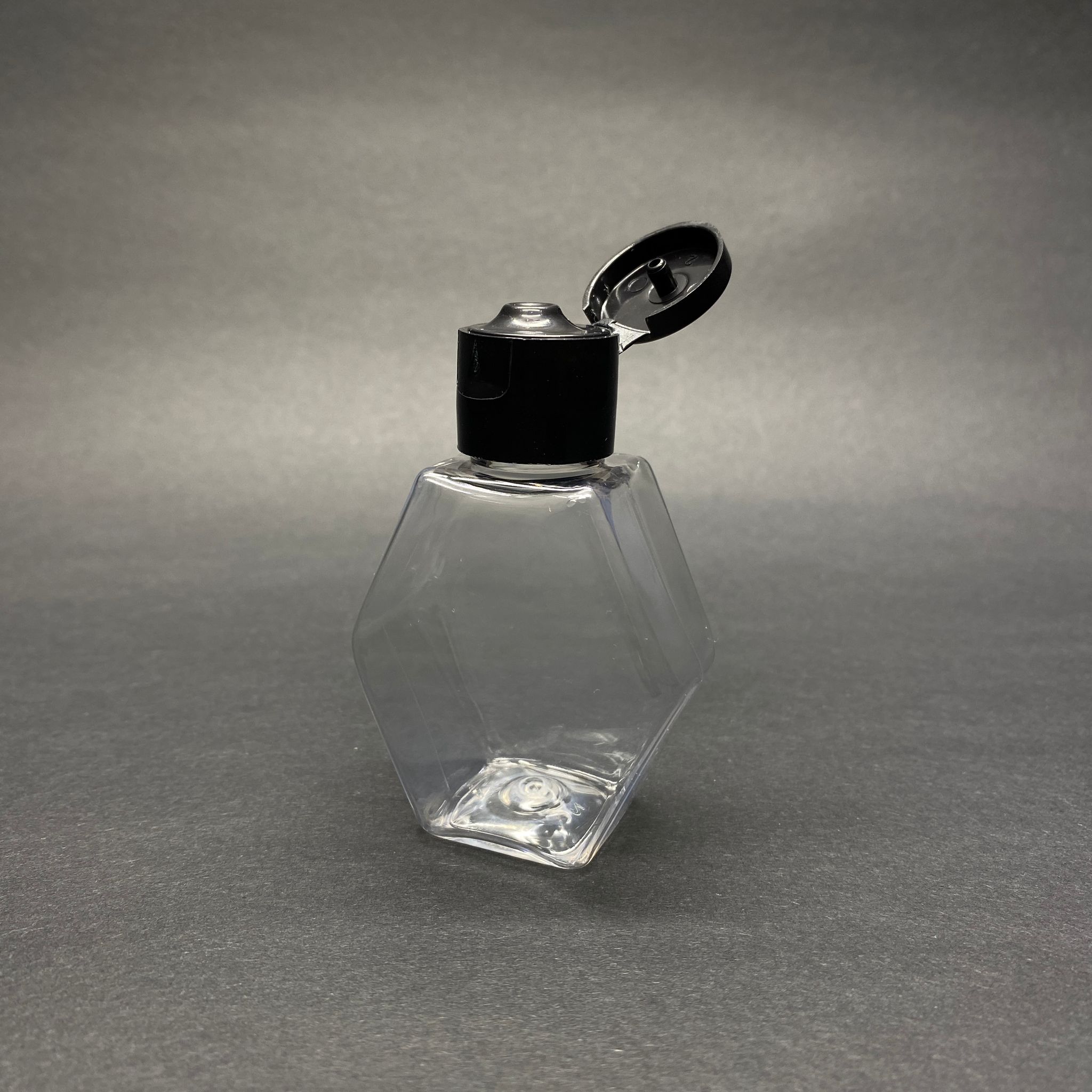 40 Cc Altıgen Pet Şişe - Siyah Fliptop Kapaklı - 40 Ml Şeffaf Pet Şişe