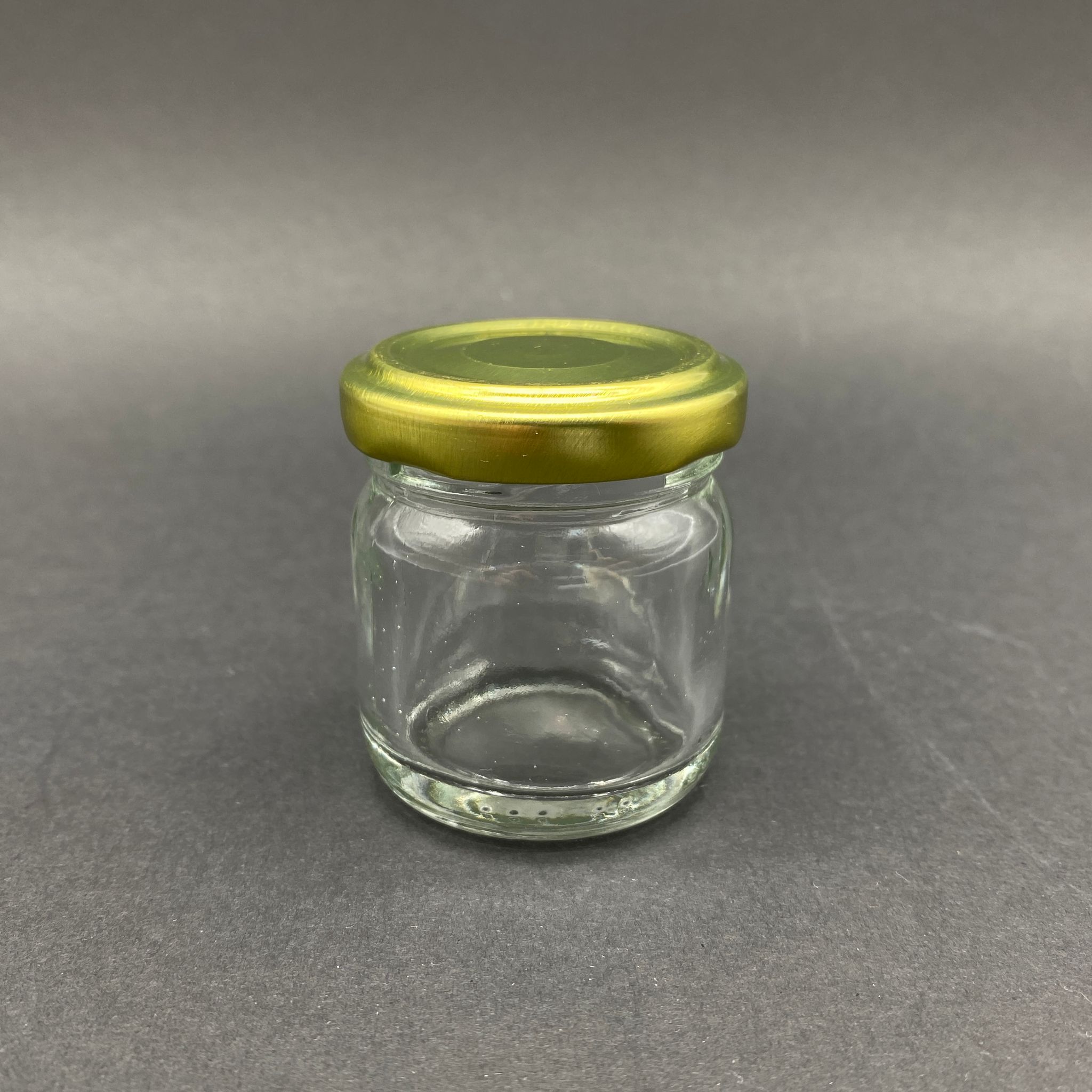 40 Cc Cam Kavanoz - Gold Metal Kapaklı - 40 Ml Cam Kavanoz