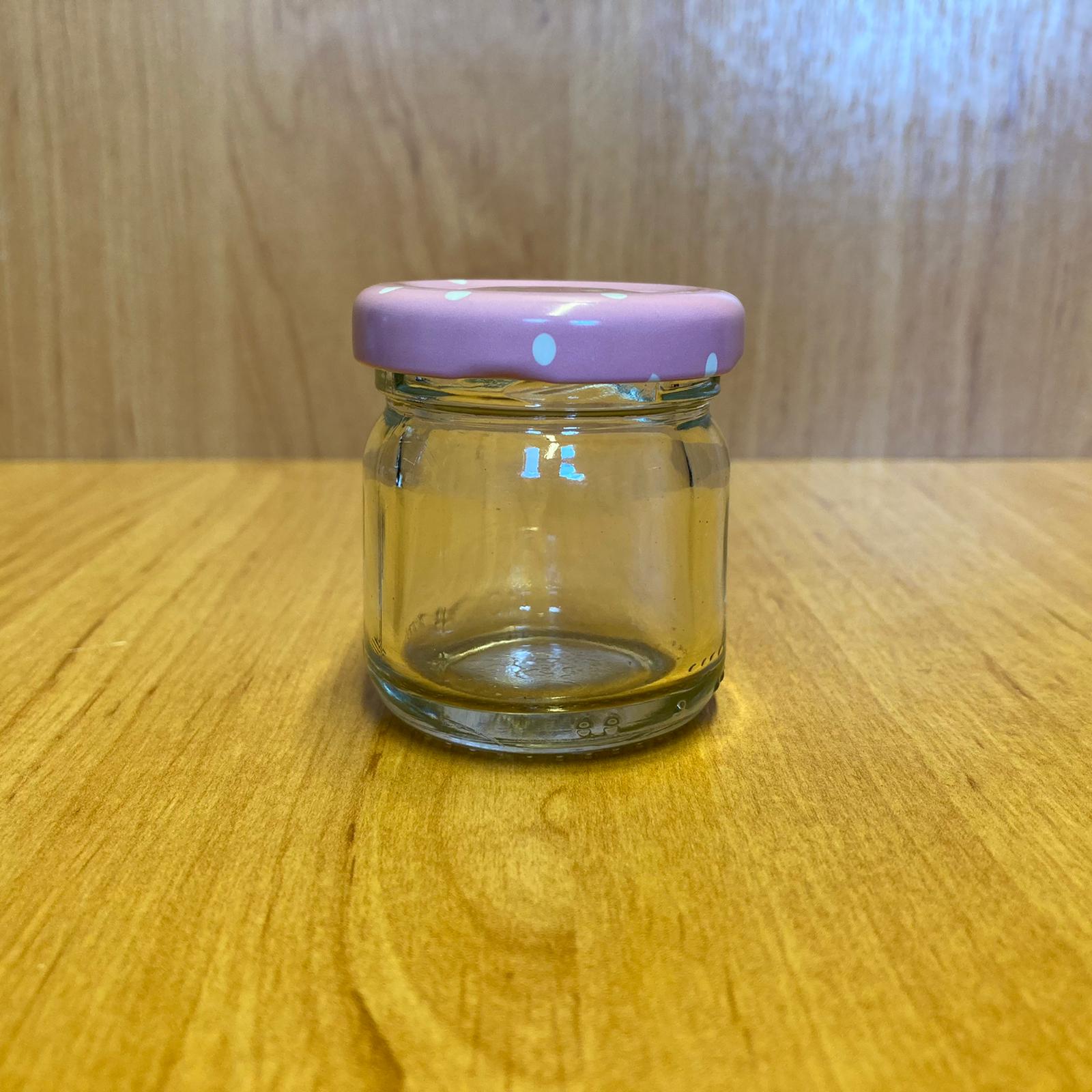 40 Cc Cam Kavanoz - Pembe Metal Kapaklı - 40 Ml Cam Kavanoz
