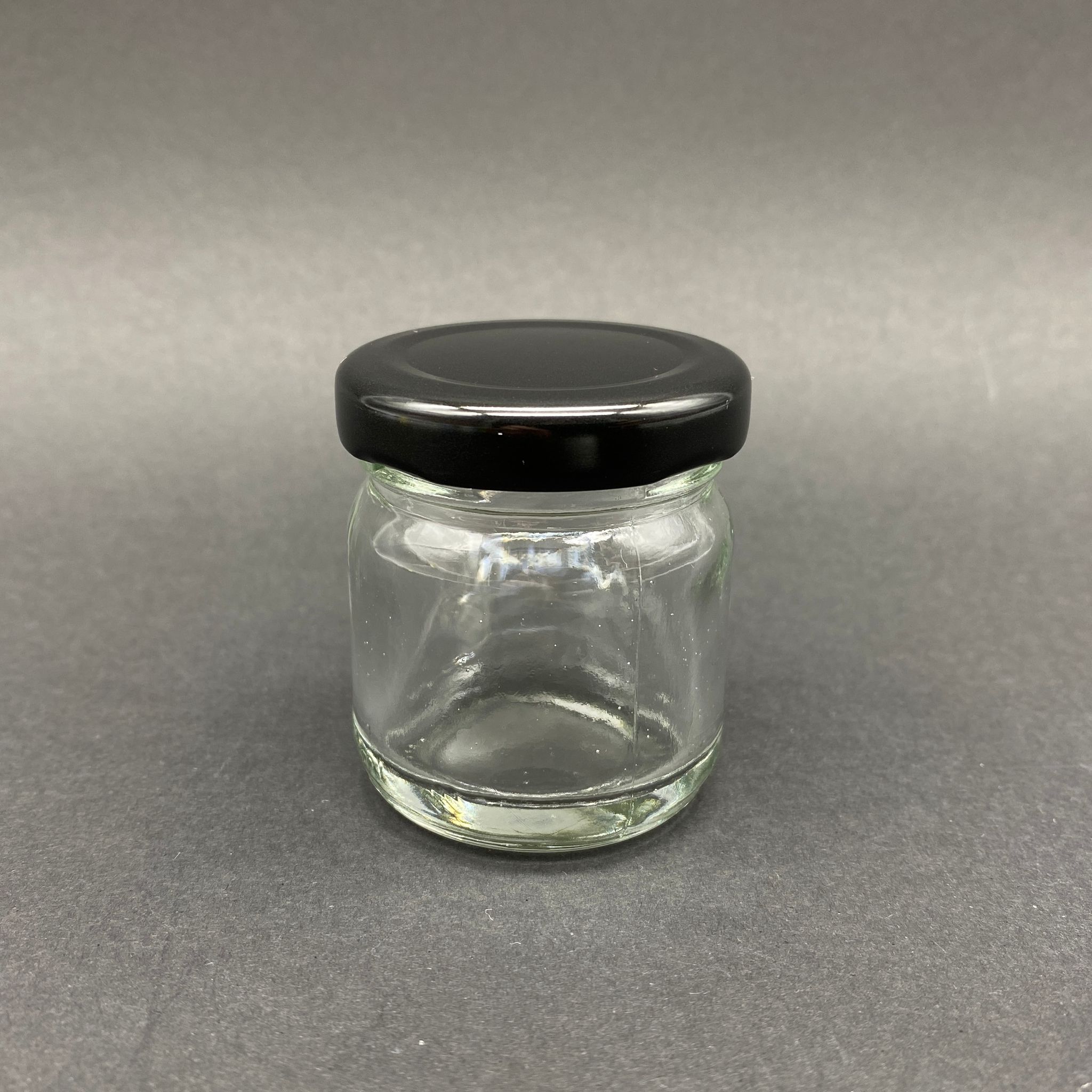 40 Cc Cam Kavanoz - Siyah Metal Kapaklı - 40 Ml Cam Kavanoz