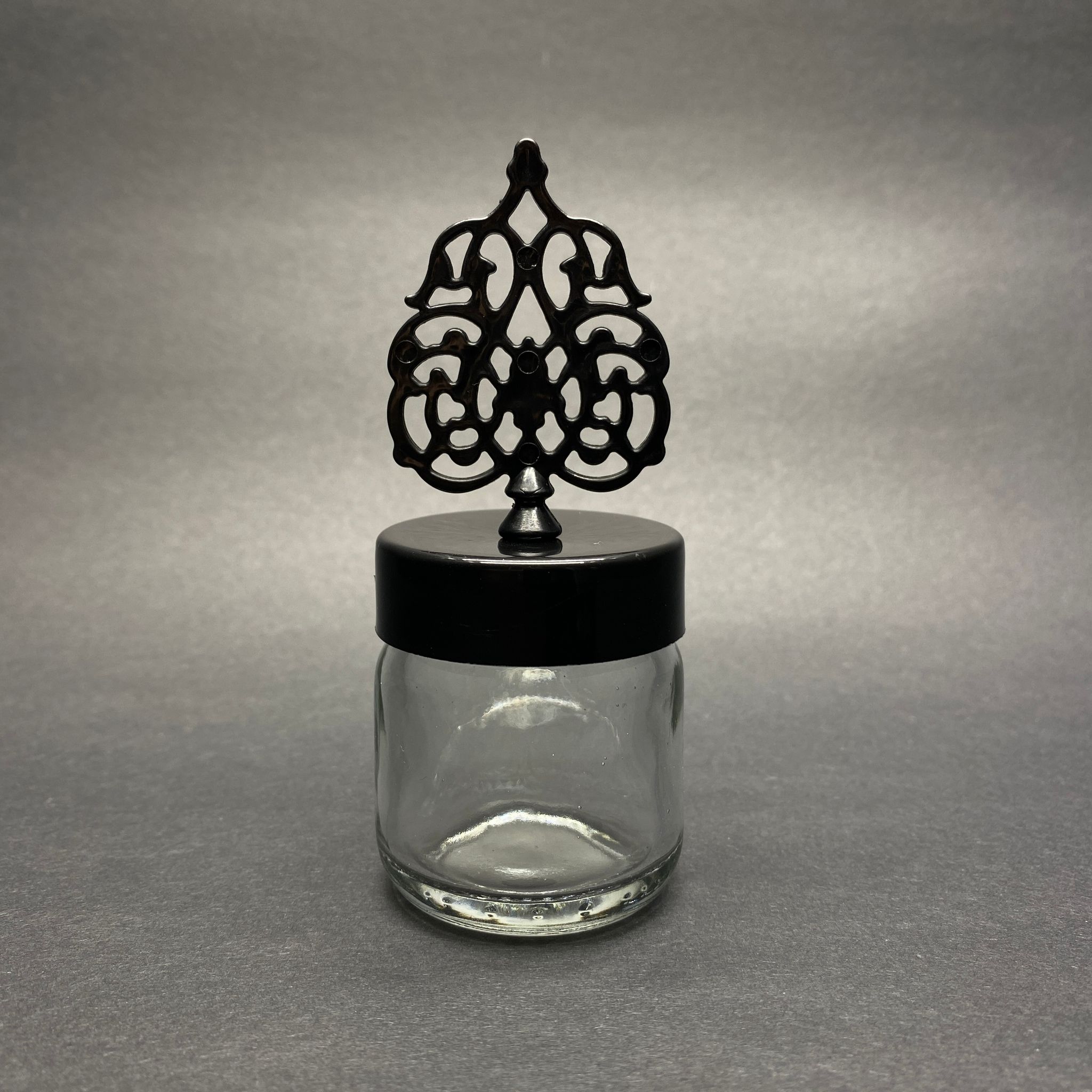 40 Cc Kavanoz - Siyah Güneş Tepelikli Kubbeli Tuğralı Kapak  - 40 Ml Cam Kavanoz