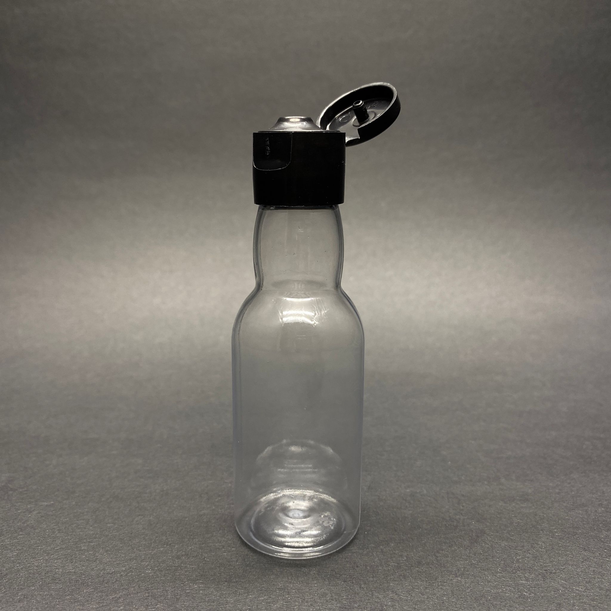 40 Cc Şeffaf Uzun Boğazlı Pet Şişe - Akıtıcılı Siyah Fliptop Kapaklı - 40 Ml Boğazlı Pet Şişe
