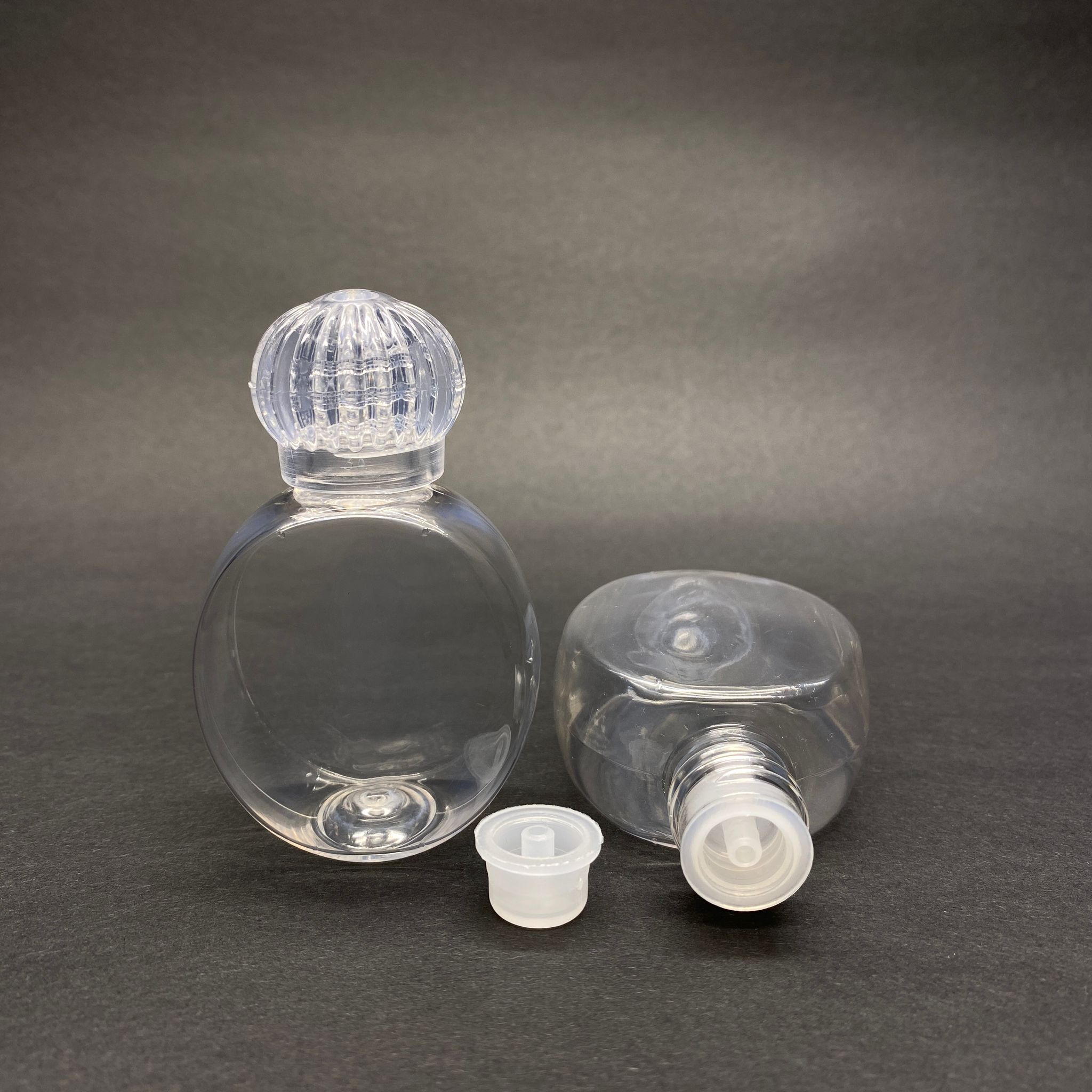 40 Cc Yuvarlak Top Pet Şişe - Kristal Kapaklı + Kolonya Tıpalı - 40 Ml Şeffaf Pet Şişe