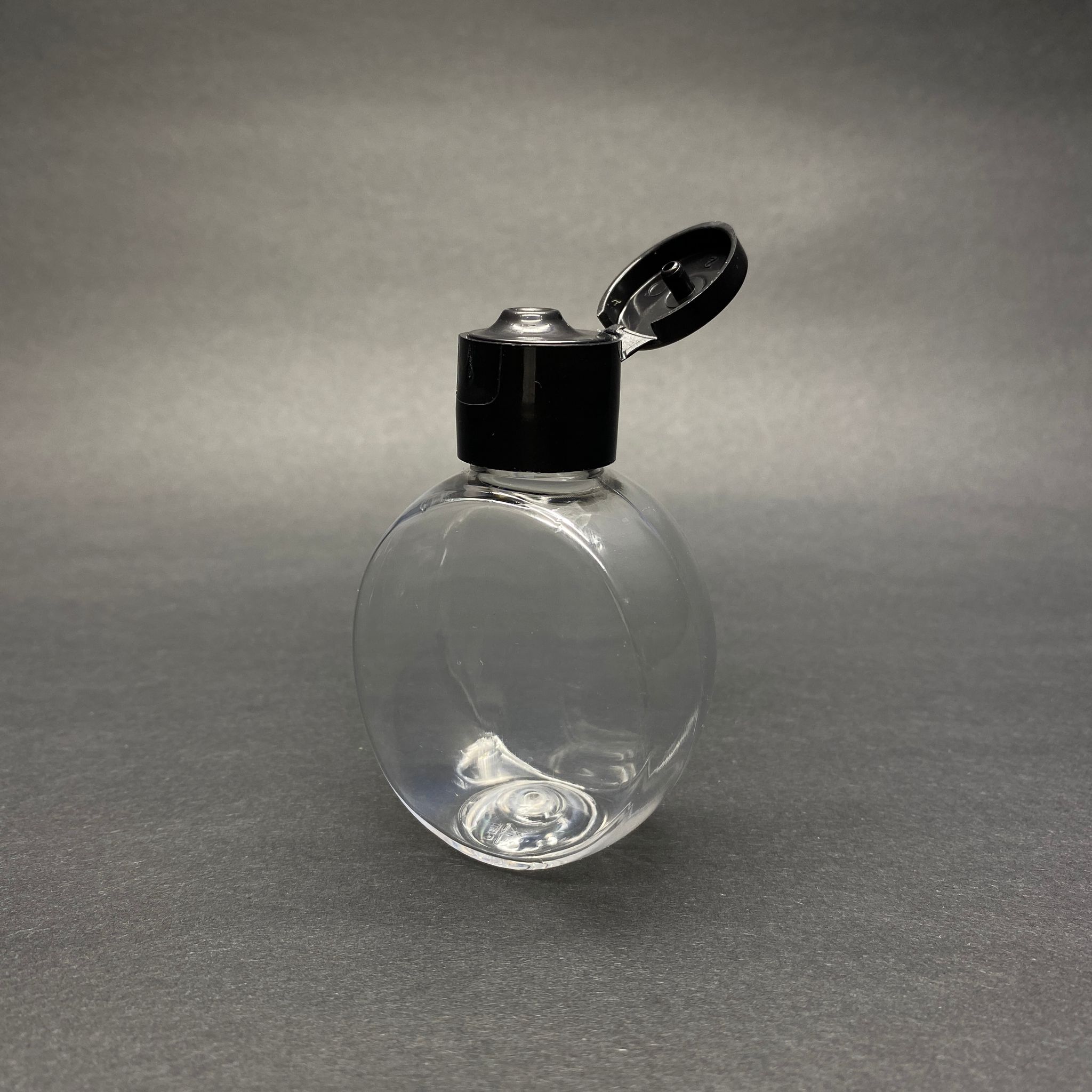 40 Cc Yuvarlak Top Pet Şişe - Siyah Fliptop Kapaklı - 40 Ml Şeffaf Pet Şişe